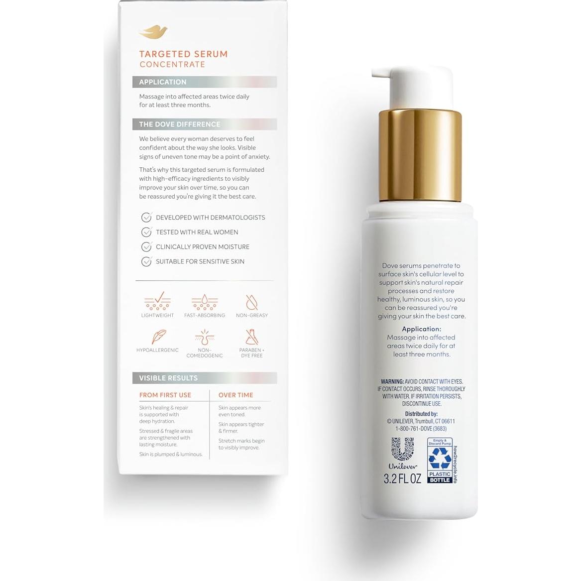 Suero Dirigido Dove 90 g para Estrías y Manchas Oscuras