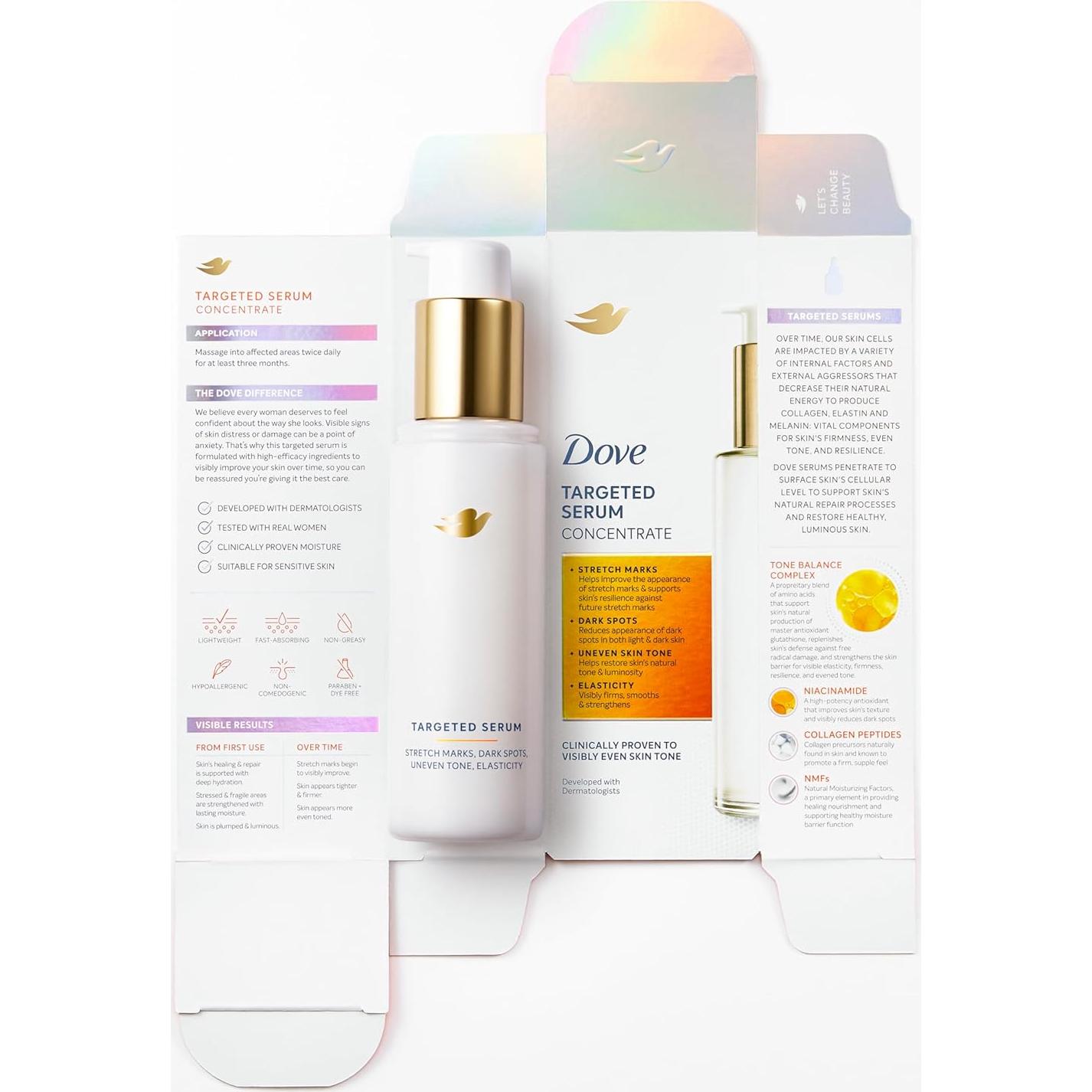 Suero Dirigido Dove 90 g para Estrías y Manchas Oscuras