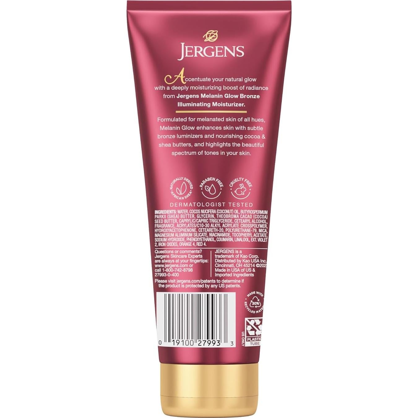 Loción hidratante iluminadora Jergens Melanin Glow 198 ml
