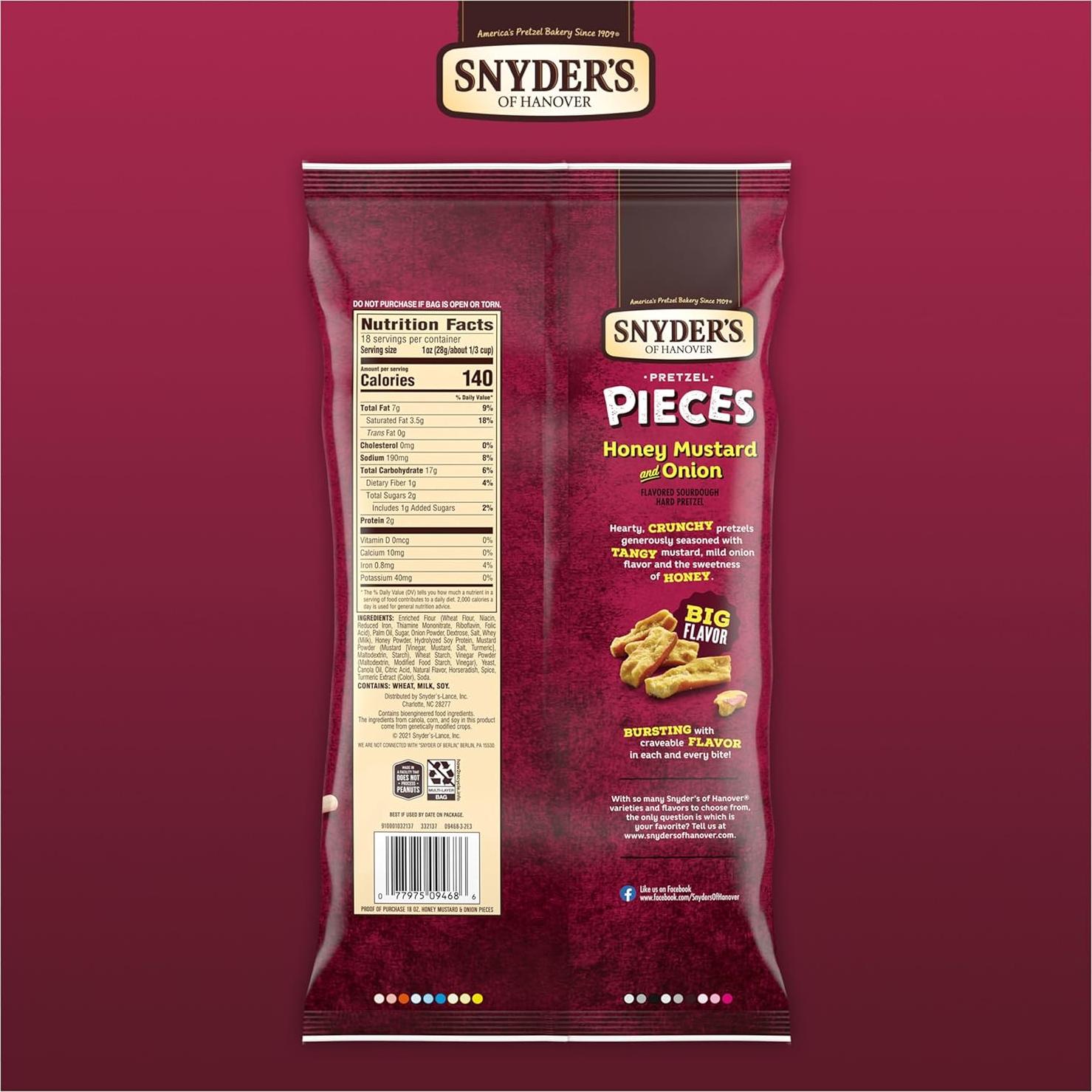 Pretzels Snyder's Mostaza Dulce y Cebolla 510 g Fiesta
