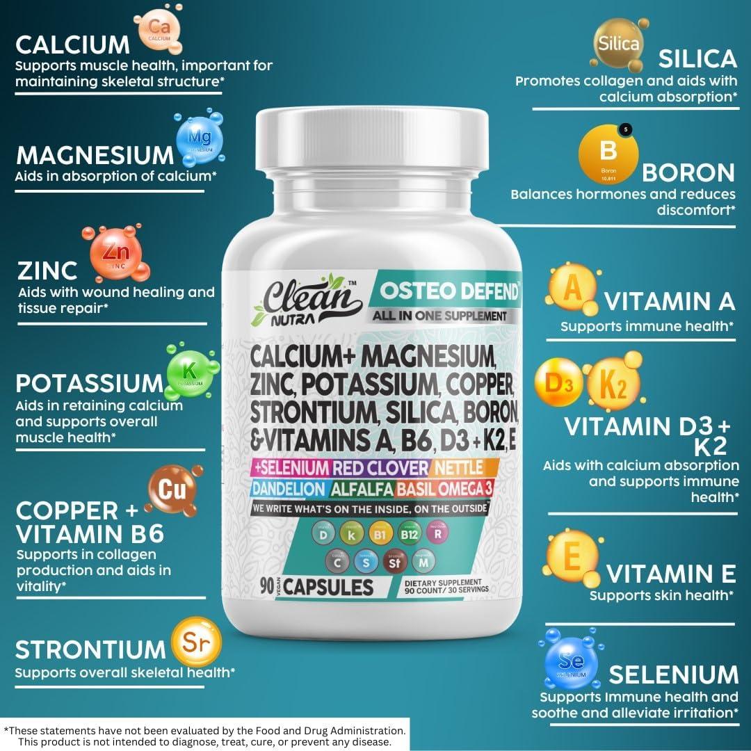 Suplemento Osteo Defend Clean Nutraceuticals 1200 mg Calcio