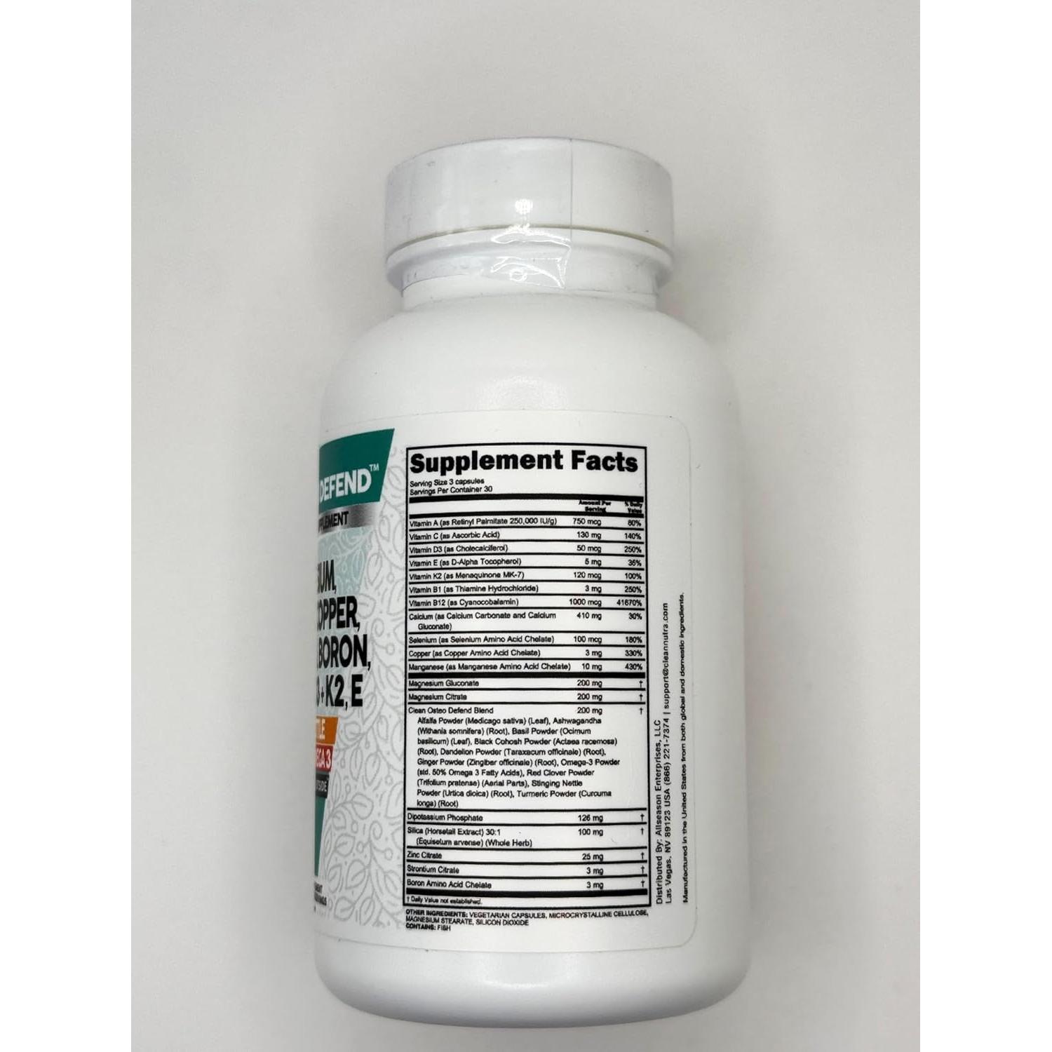 Suplemento Osteo Defend Clean Nutraceuticals 1200 mg Calcio