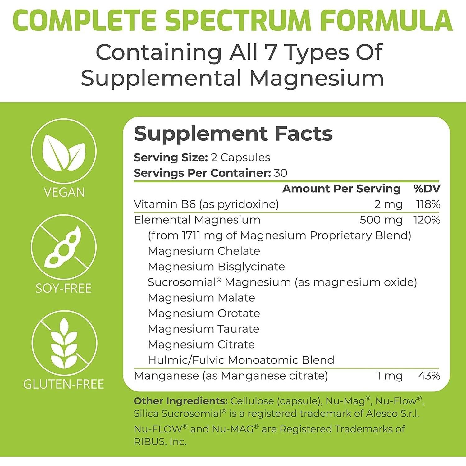 Suplemento de Magnesio BiOptimizers 60 Cápsulas - 7 Formas