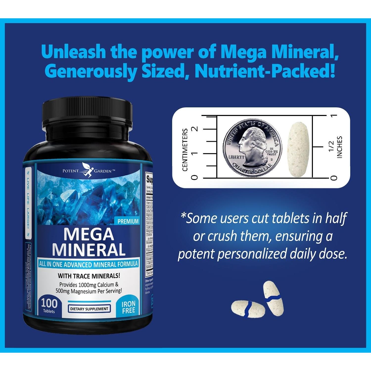 Suplemento Multimineral Potent Garden 100 Pastillas Calcio Magnesio Zinc