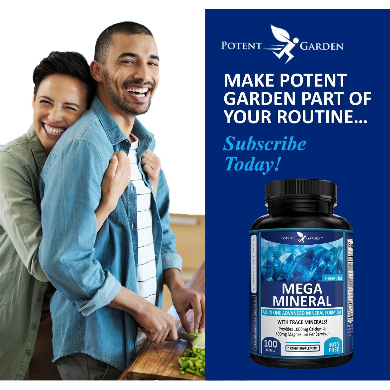 Suplemento Multimineral Potent Garden 100 Pastillas Calcio Magnesio Zinc