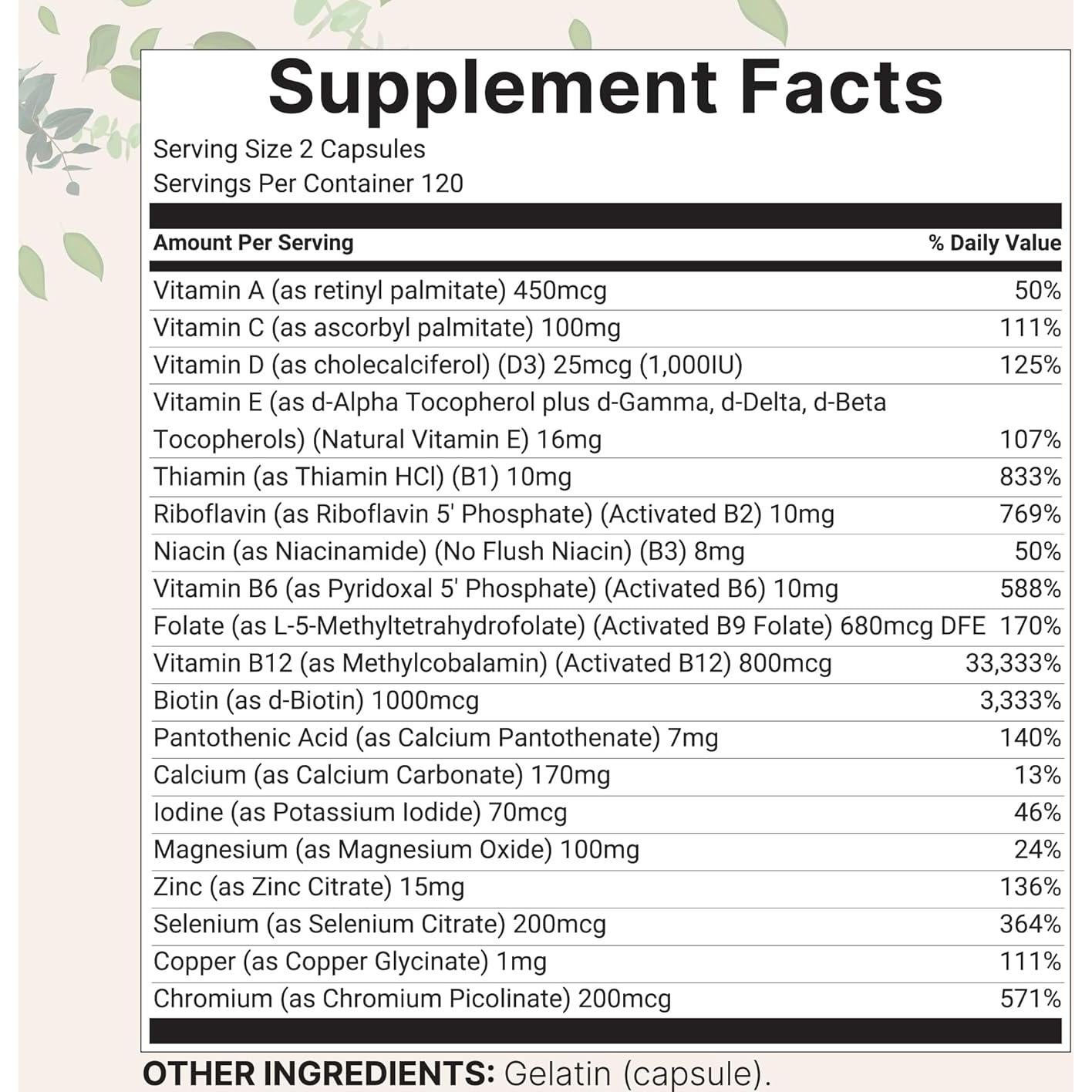 Multivitamina Metilada Pura Micro Ingredients 240 Cápsulas