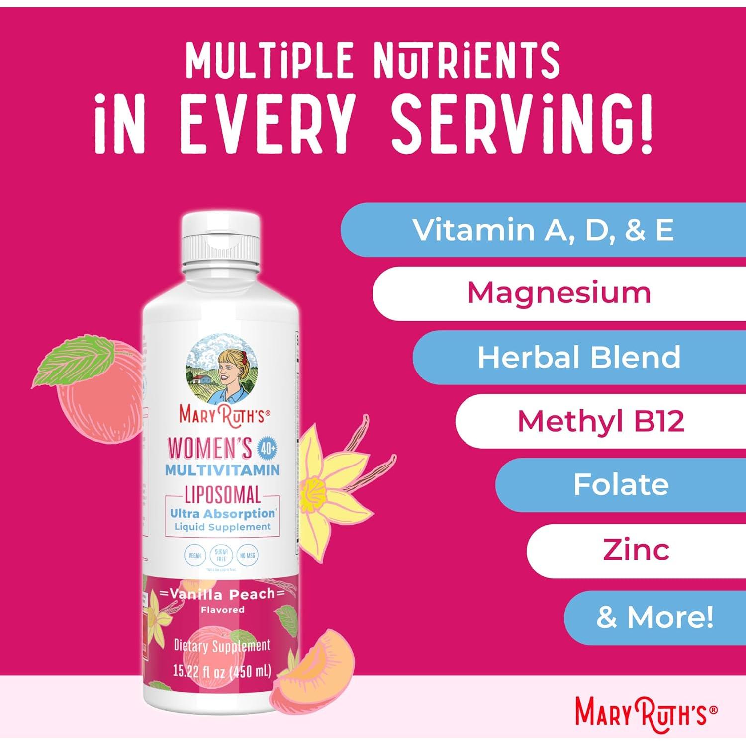 Multivitamina Liposomal MaryRuth para Mujeres 40+, 450 ml