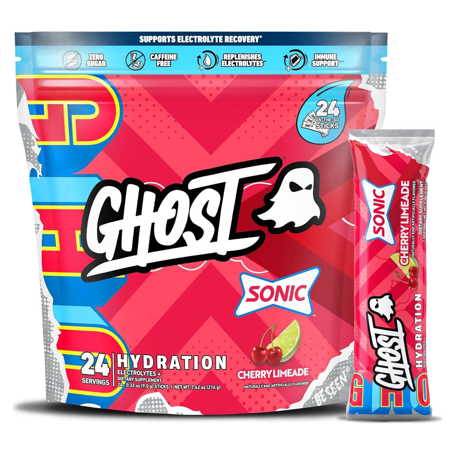 GHOST Hidratación Cereza Lima Sonic 24 Palitos Electrolitos