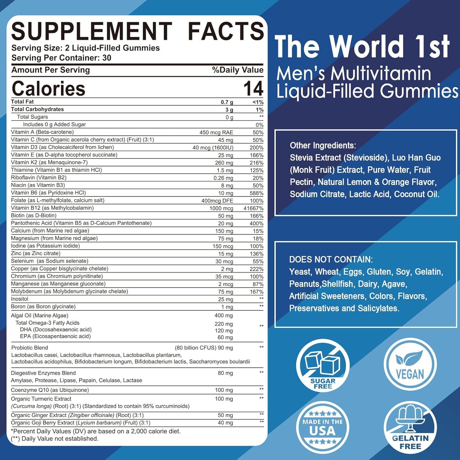 Gomitas Multivitamínicas LILICARE para Hombres 60 Unidades