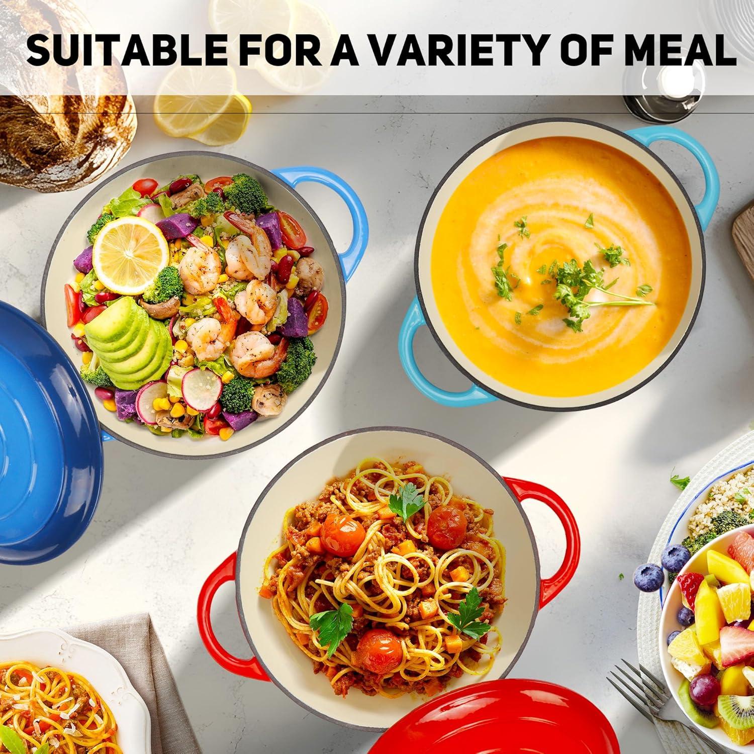 Horno de Pan LEADKooKers 5QT Hierro Fundido Esmaltado Rojo