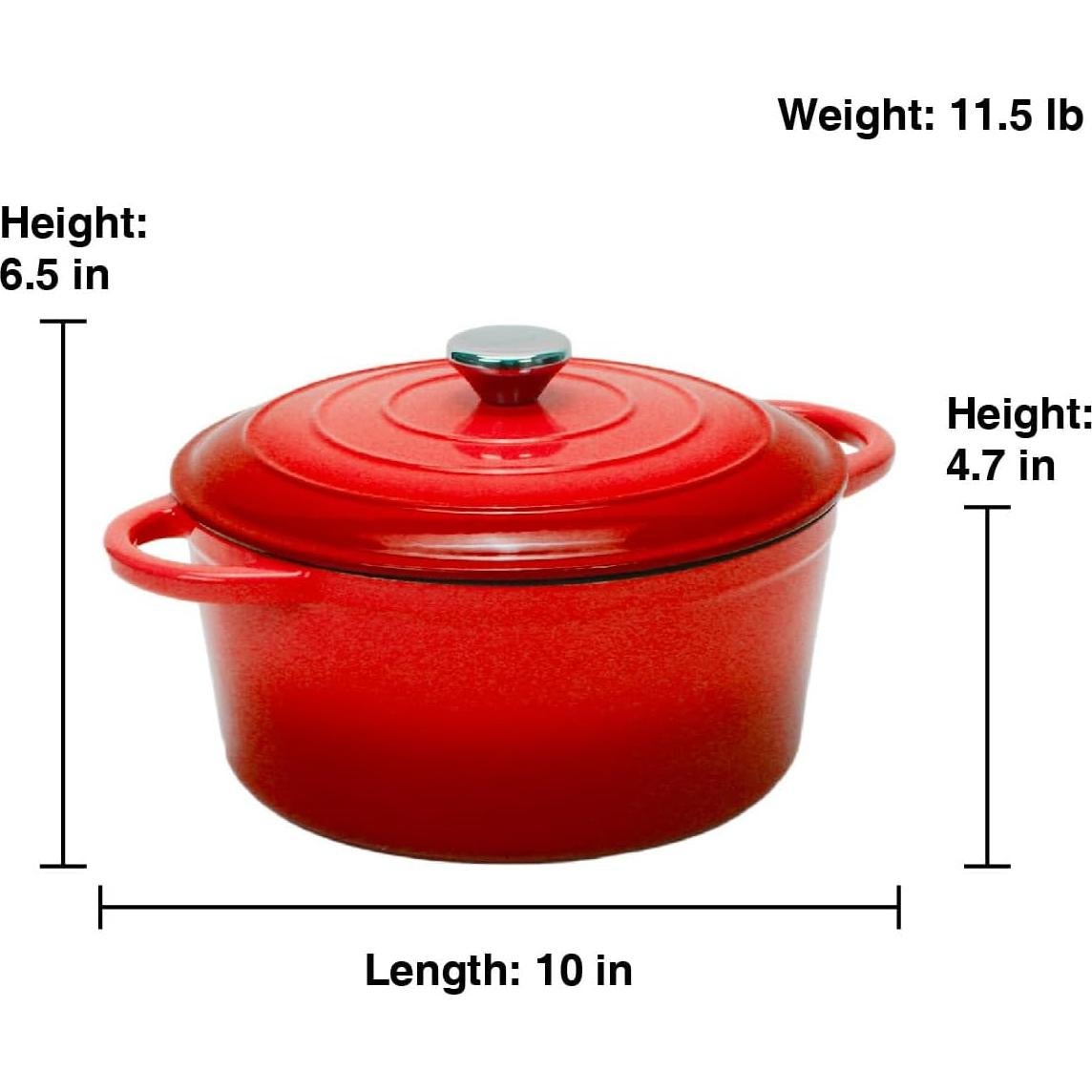 Horno de Pan LEADKooKers 5QT Hierro Fundido Esmaltado Rojo
