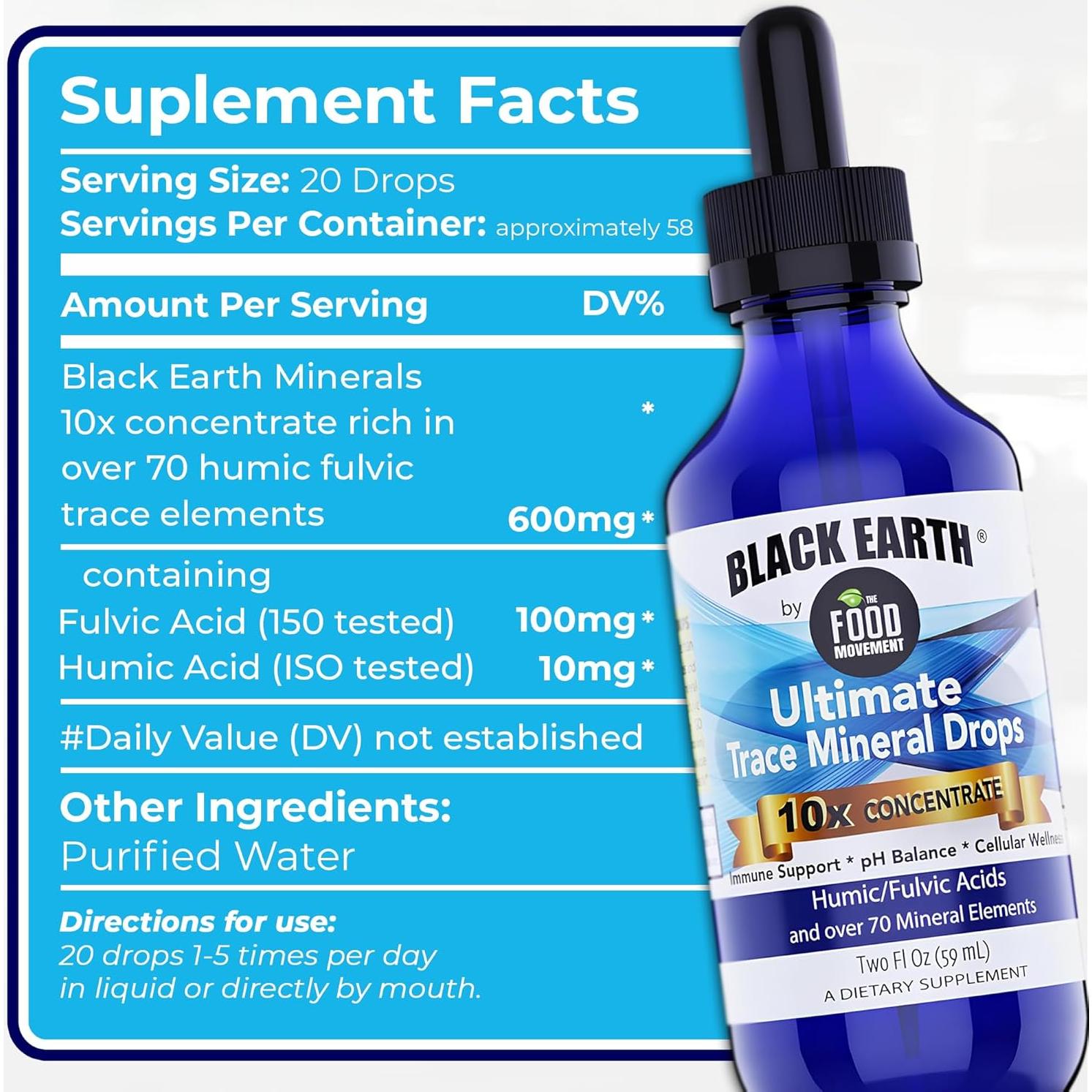 Minerales Traza Black Earth 10x Fuerza 60ml Suplemento Vegano