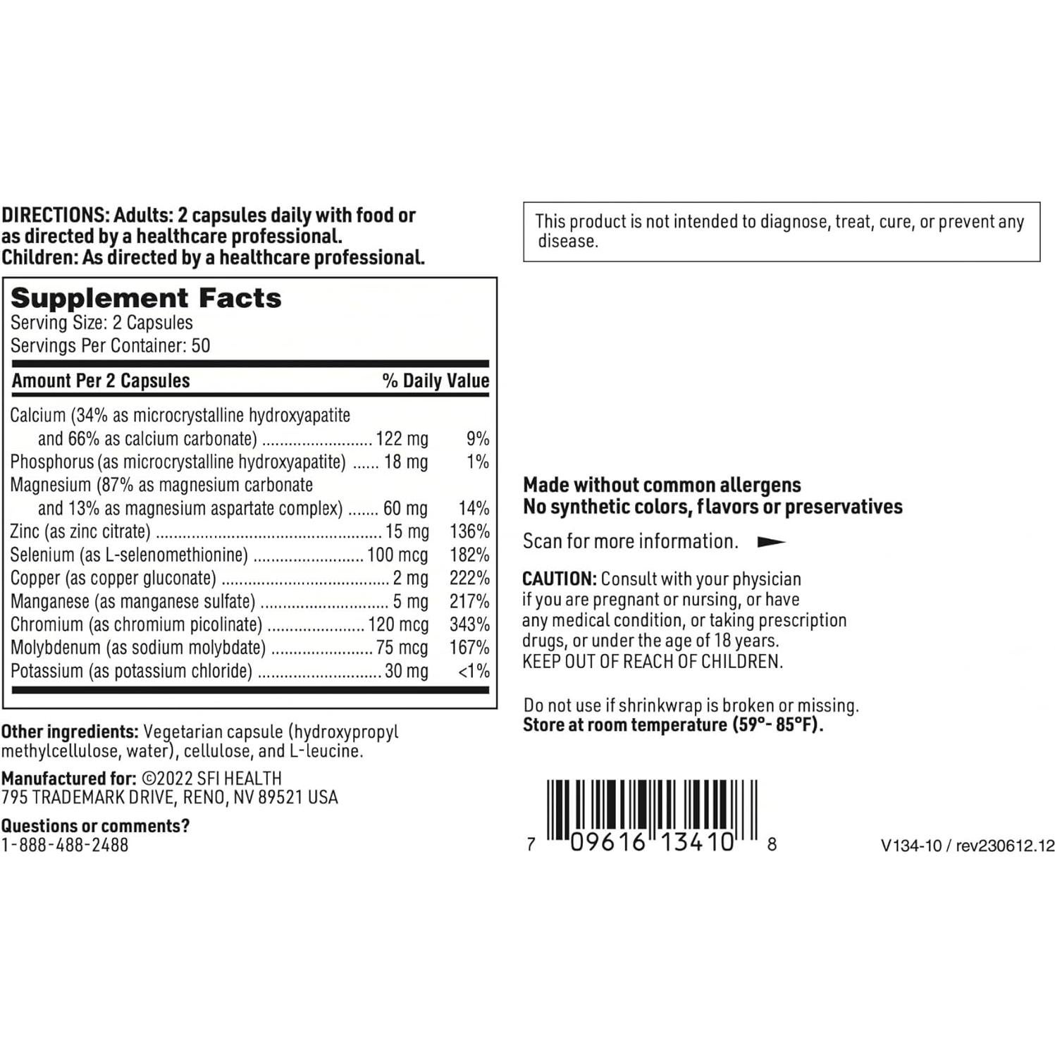 Klaire Labs Complejo Multi-Minera Sin Hierro 100 Cápsulas