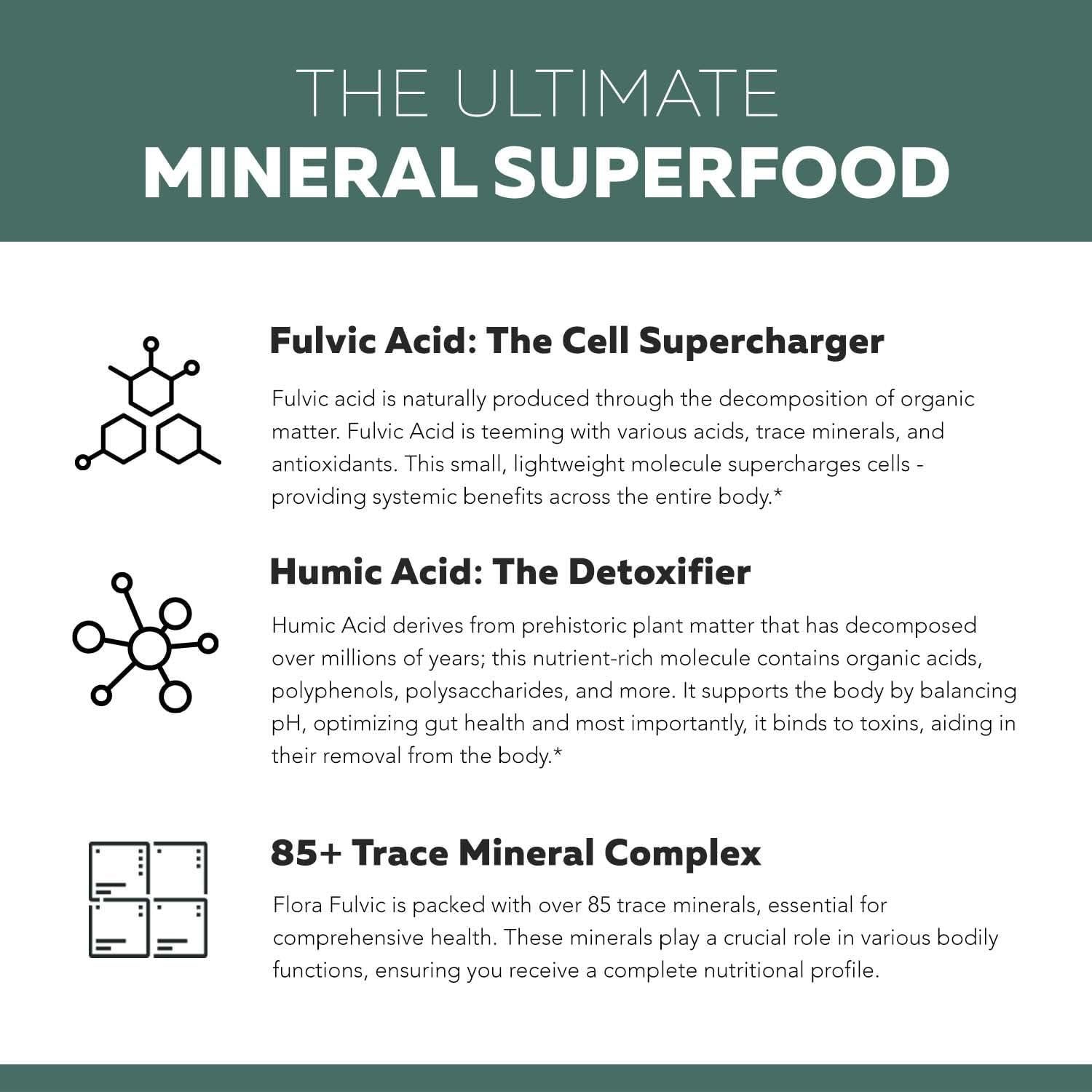 Flora Fulvic 550 mg - Ácido Fulvico y Húmico - 240 ml