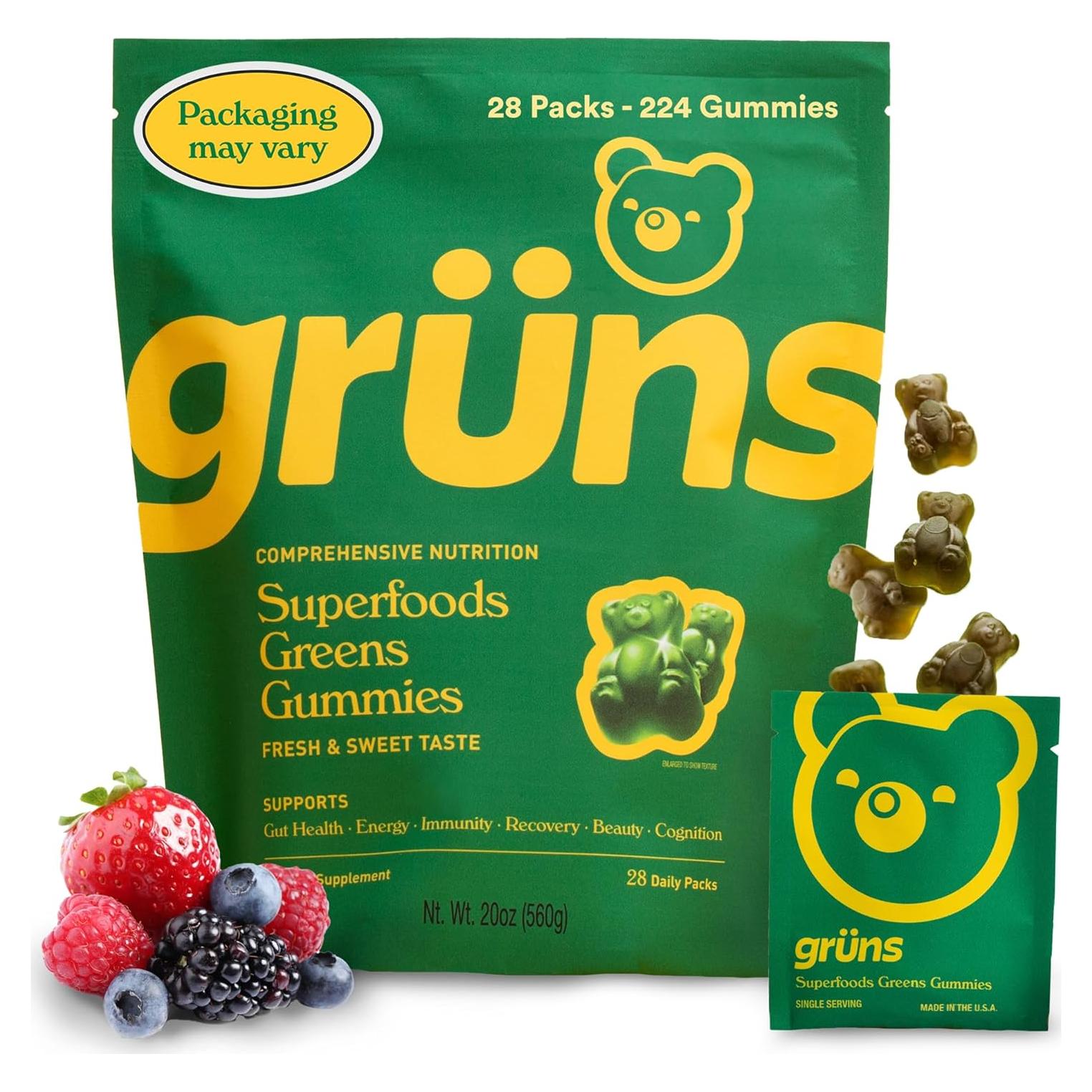 Gomitas Super Verdes Gruns 28 Paquetes Suplemento Salud