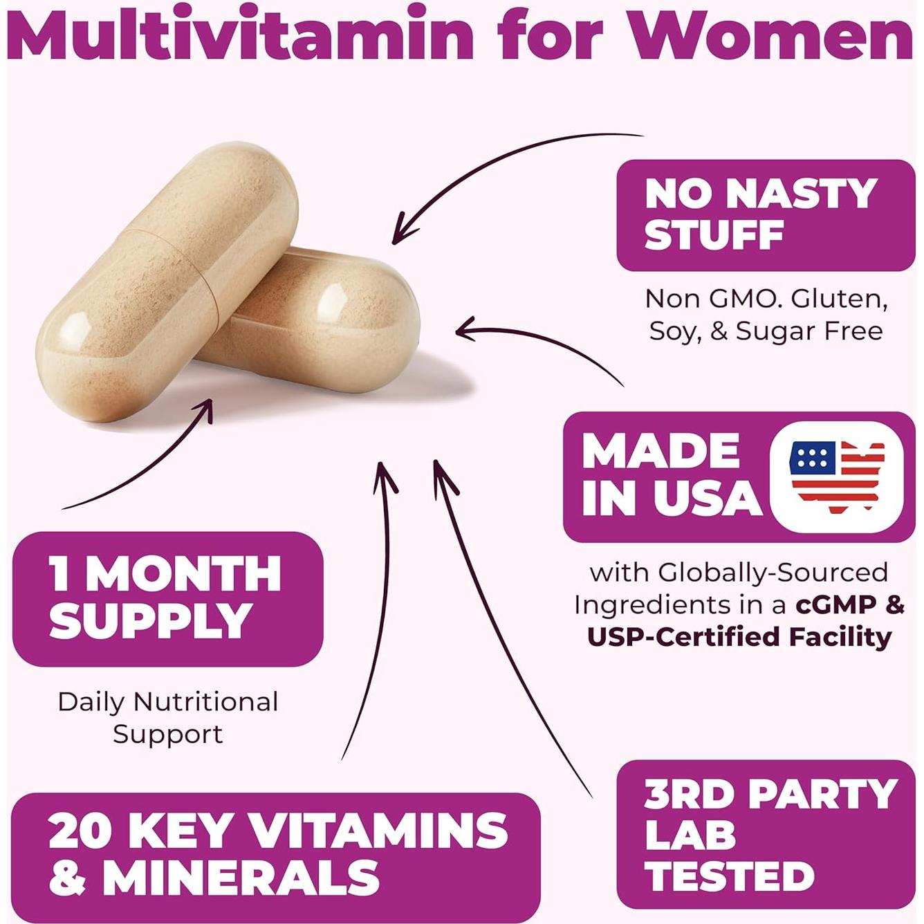 Multivitamina Diaria para Mujeres Vimerson 60 Cápsulas