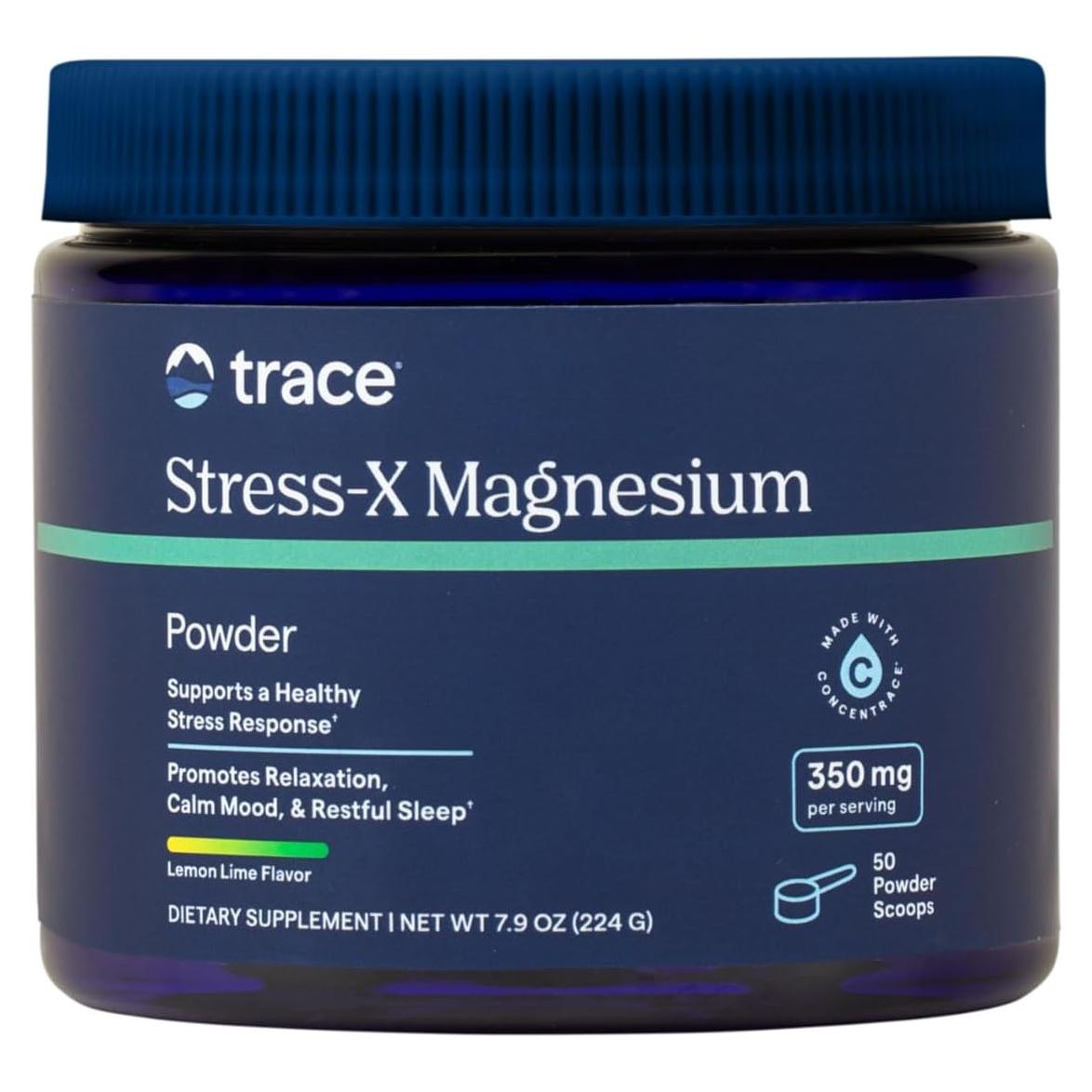 Trace Minerals Stress-X Magnesio 350mg en Polvo 225g - Relajación