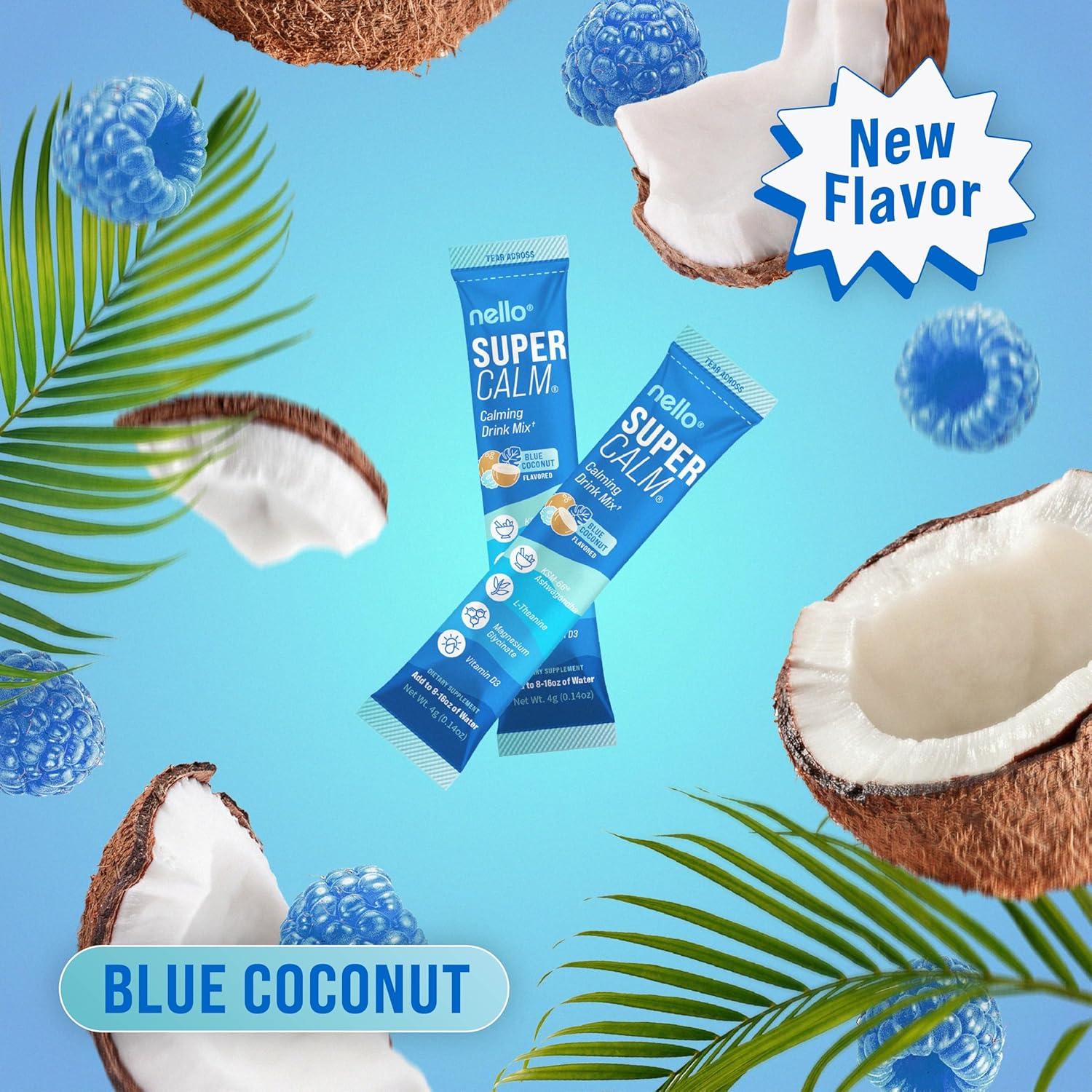 Mezcla de Bebida en Polvo Nello SuperCalm Coco Azul 20 Porciones