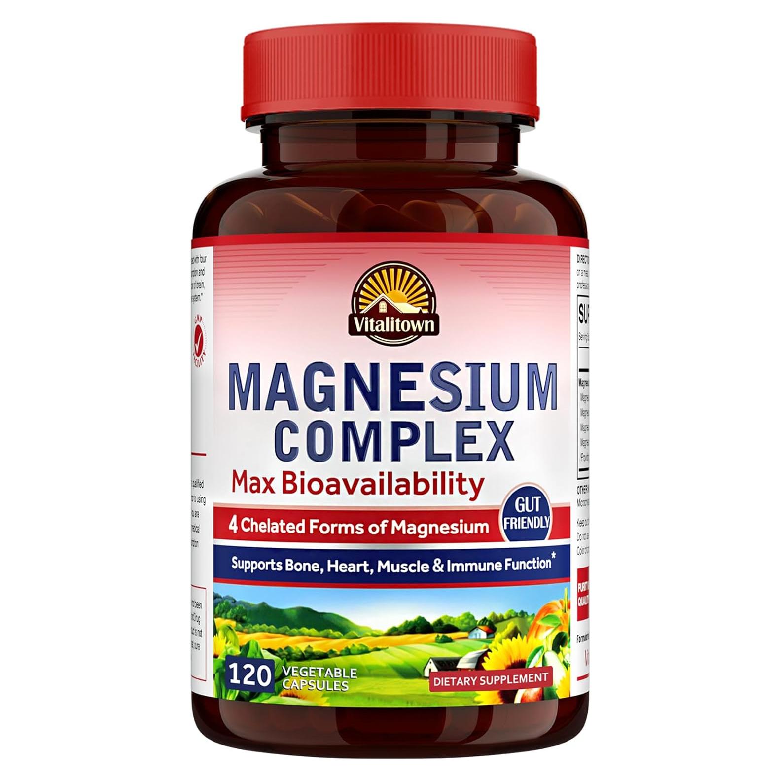 Suplemento Complejo de Magnesio Vitalitown 500mg 120 Cápsulas