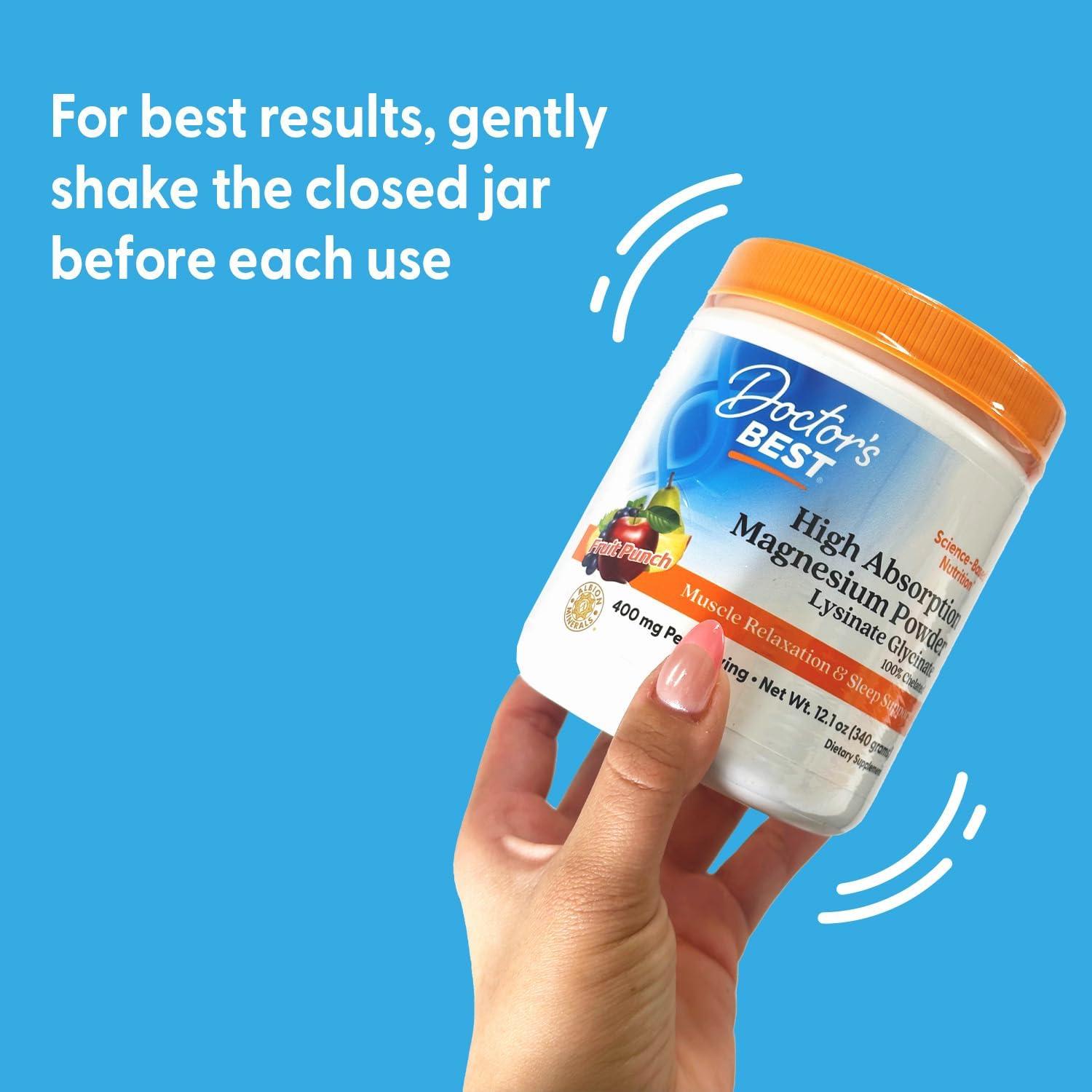 Polvo de Magnesio Alta Absorción Doctor's Best 340g Sabor Fruta Punch