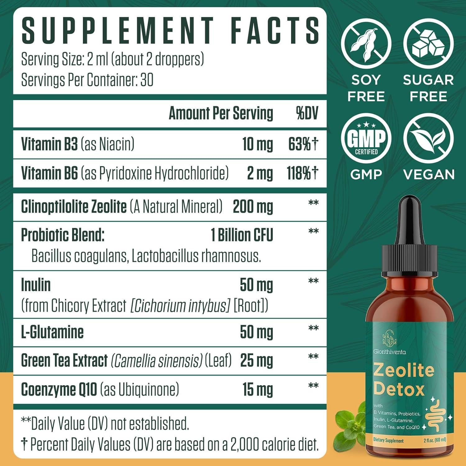 Gotas de Zeolita Glorithiventa 2x120ml con Probioticos