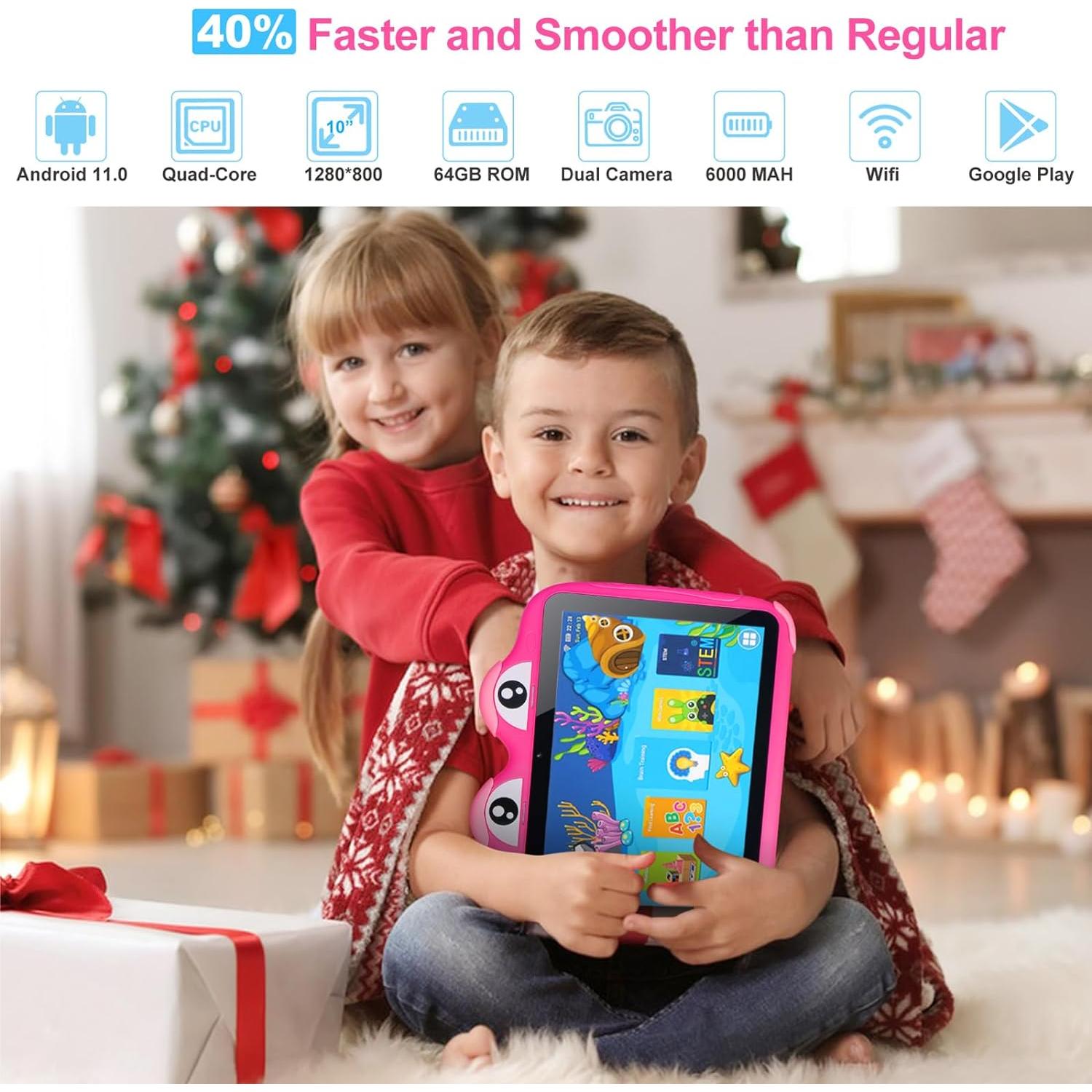 Tableta para Niños Trayoo F10 10.1" Android 11 64GB Rosa