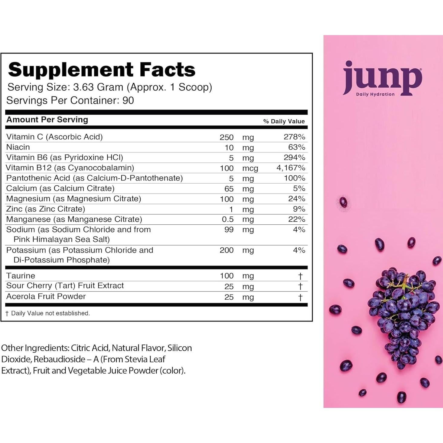 Polvo de Electrolitos JUNP Uva Sin Azúcar 180 Porciones