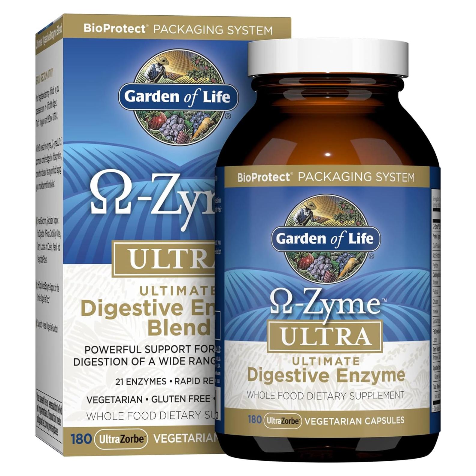 Suplemento Digestivo Garden of Life Omega Zyme Ultra 180 Cápsulas