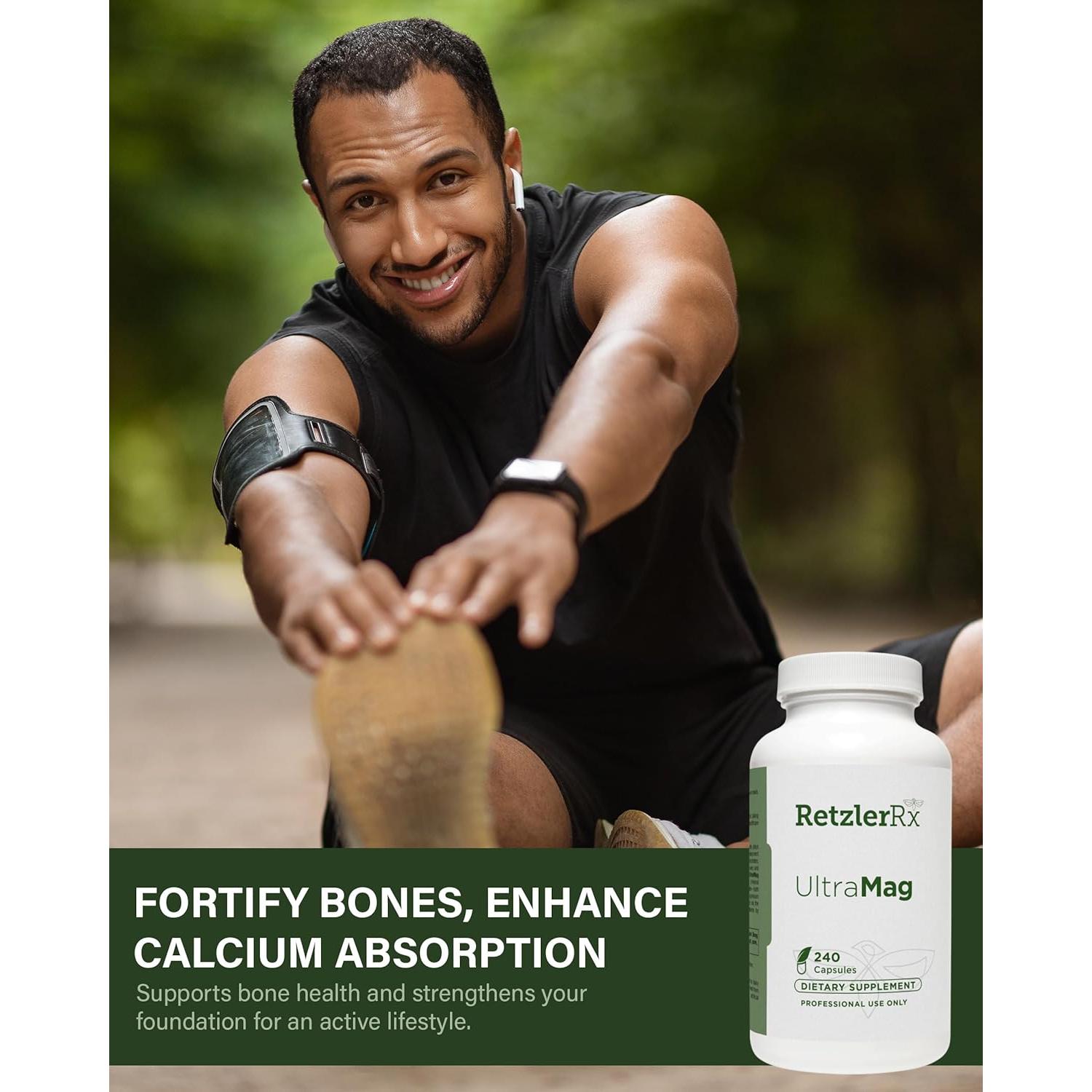Suplemento Glicinato de Magnesio RetzlerRx UltraMag 240 Cápsulas