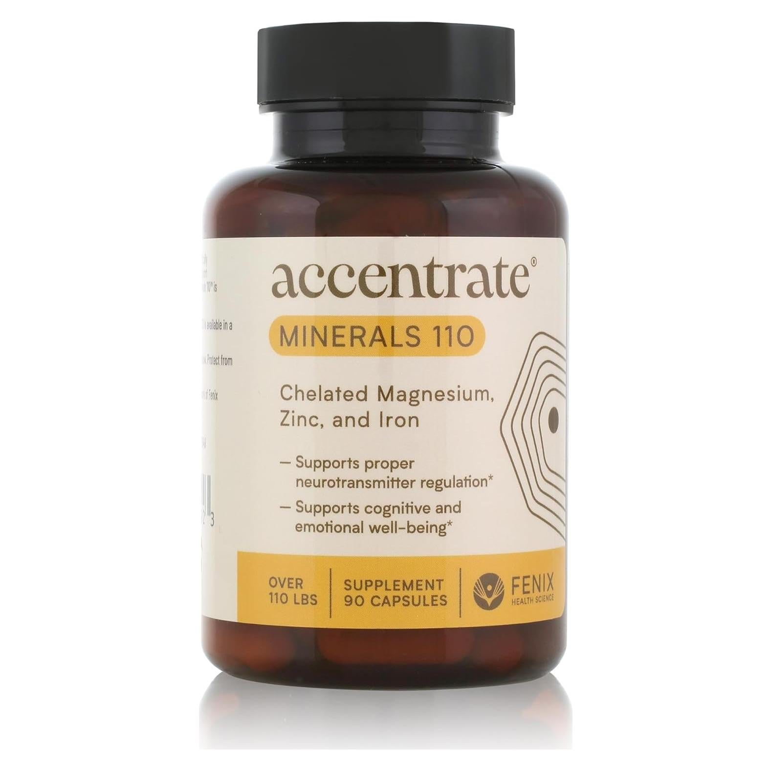 Suplemento Mineral Accentrate 110 - Magnesio, Zinc, Hierro - 90 Cápsulas