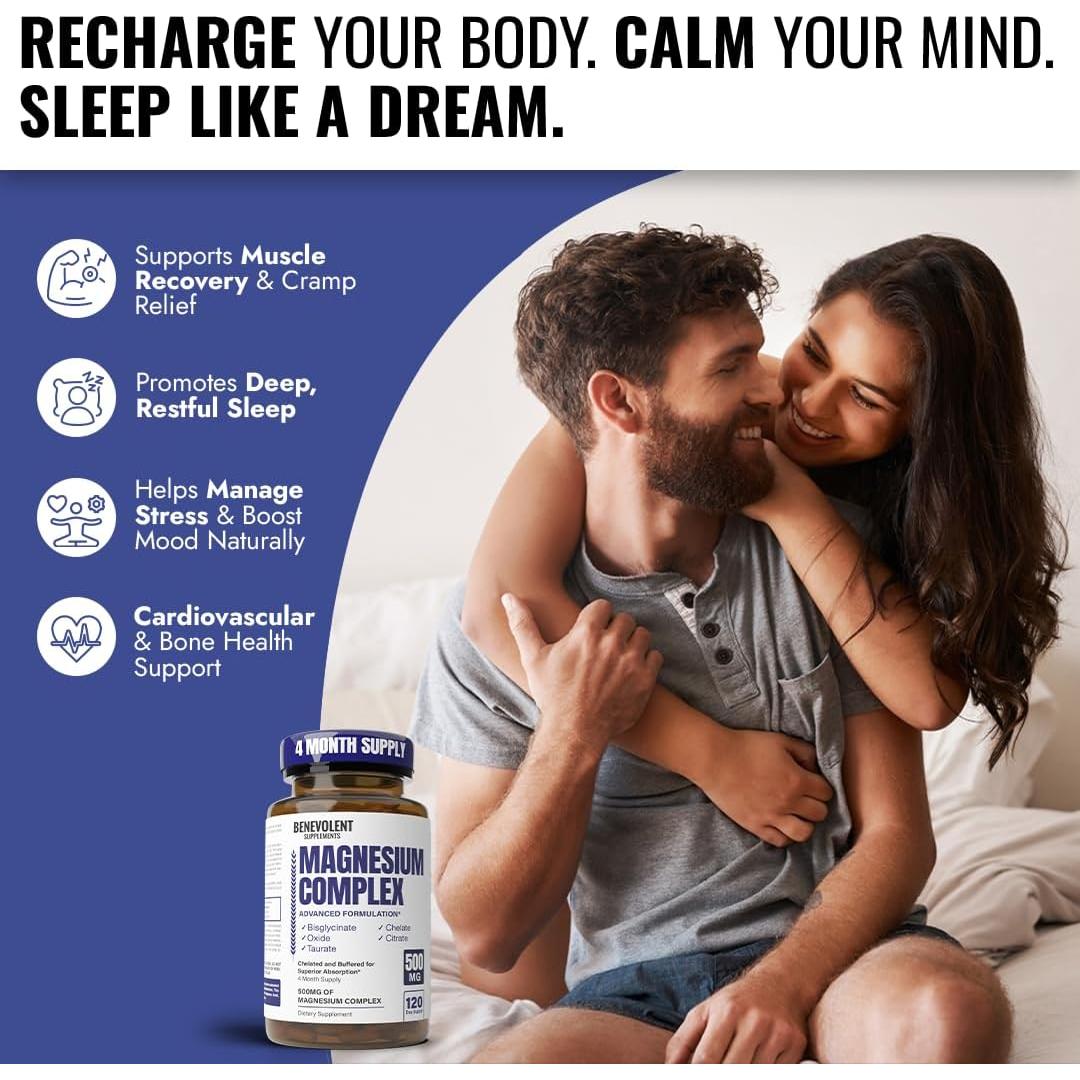Suplemento de Magnesio 500mg Benevolent 120 Cápsulas
