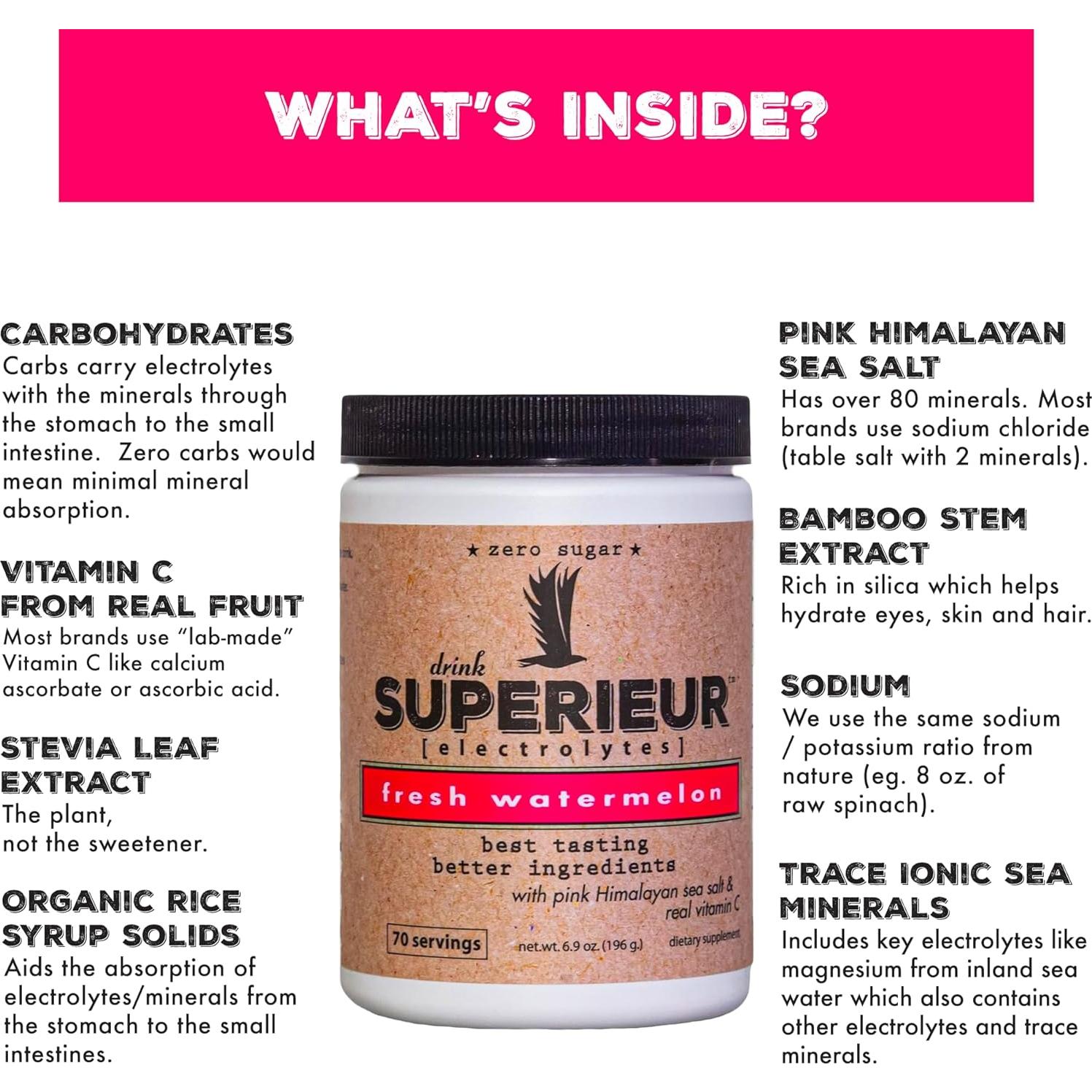 Suplemento de Electrolitos Superieur Sandía 70 Porciones