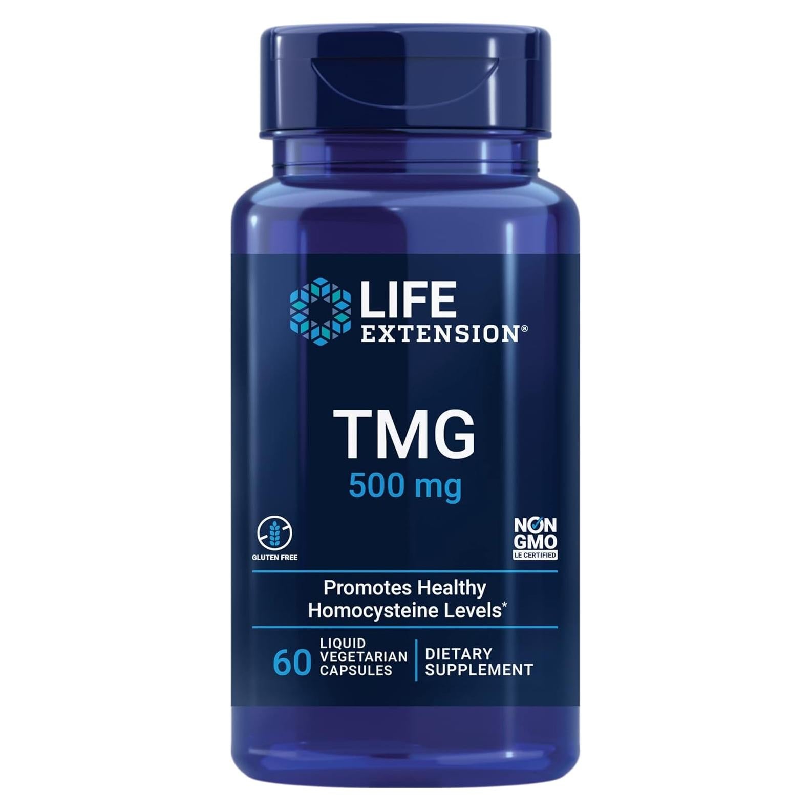 Suplemento Trimetilglicina Life Extension 500 mg 60 Cápsulas
