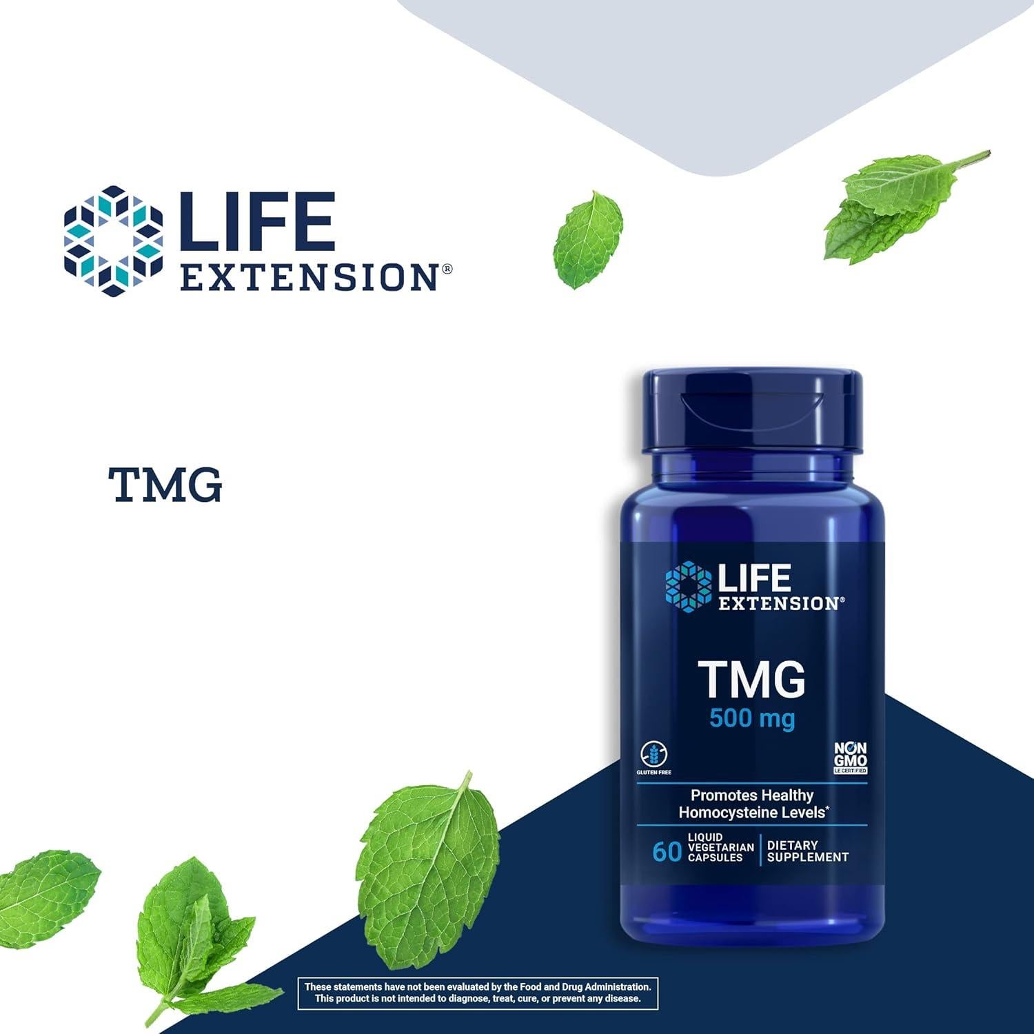 Suplemento Trimetilglicina Life Extension 500 mg 60 Cápsulas