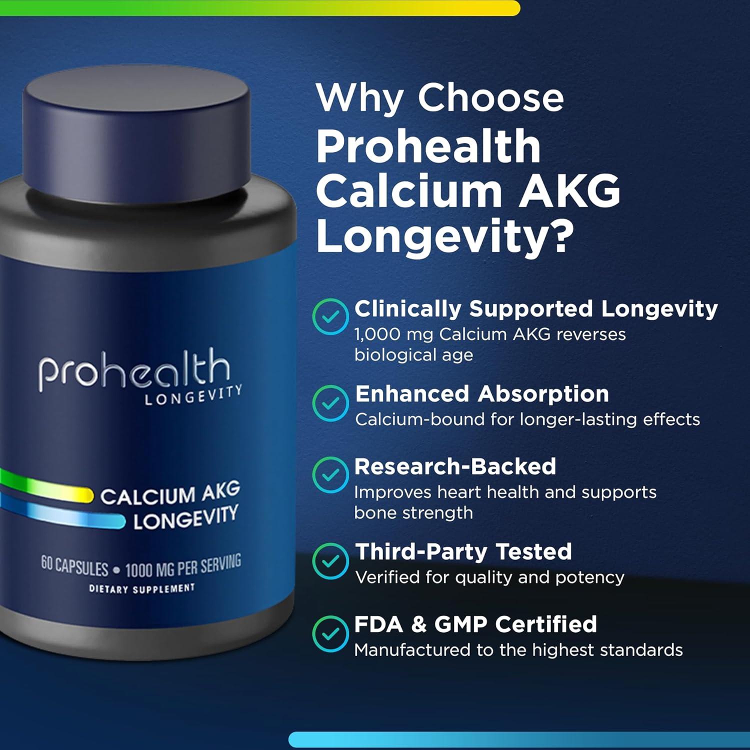 Suplemento Ca AKG ProHealth 1000 mg 60 cápsulas