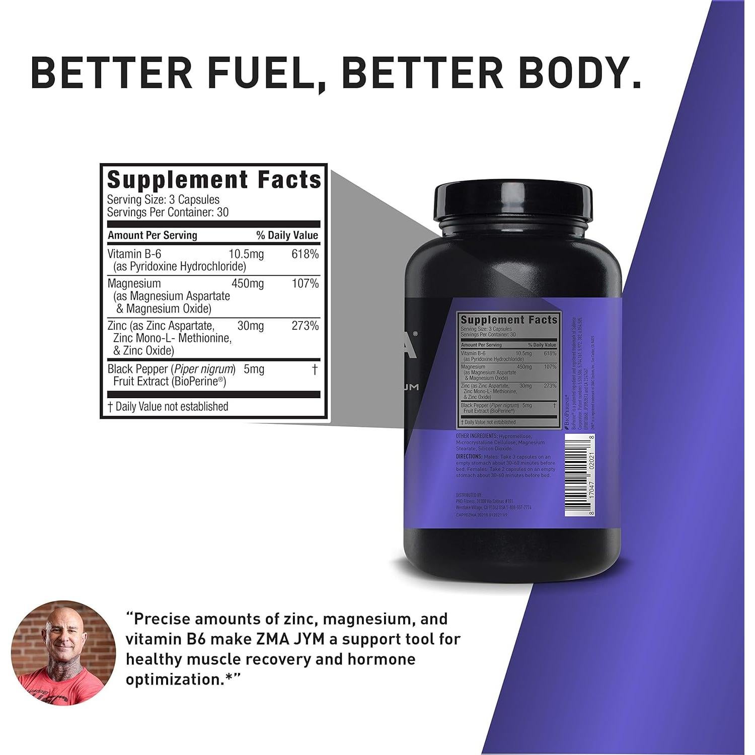 ZMA JYM Suplemento de Zinc y Magnesio 90 Cápsulas Vegetarianas