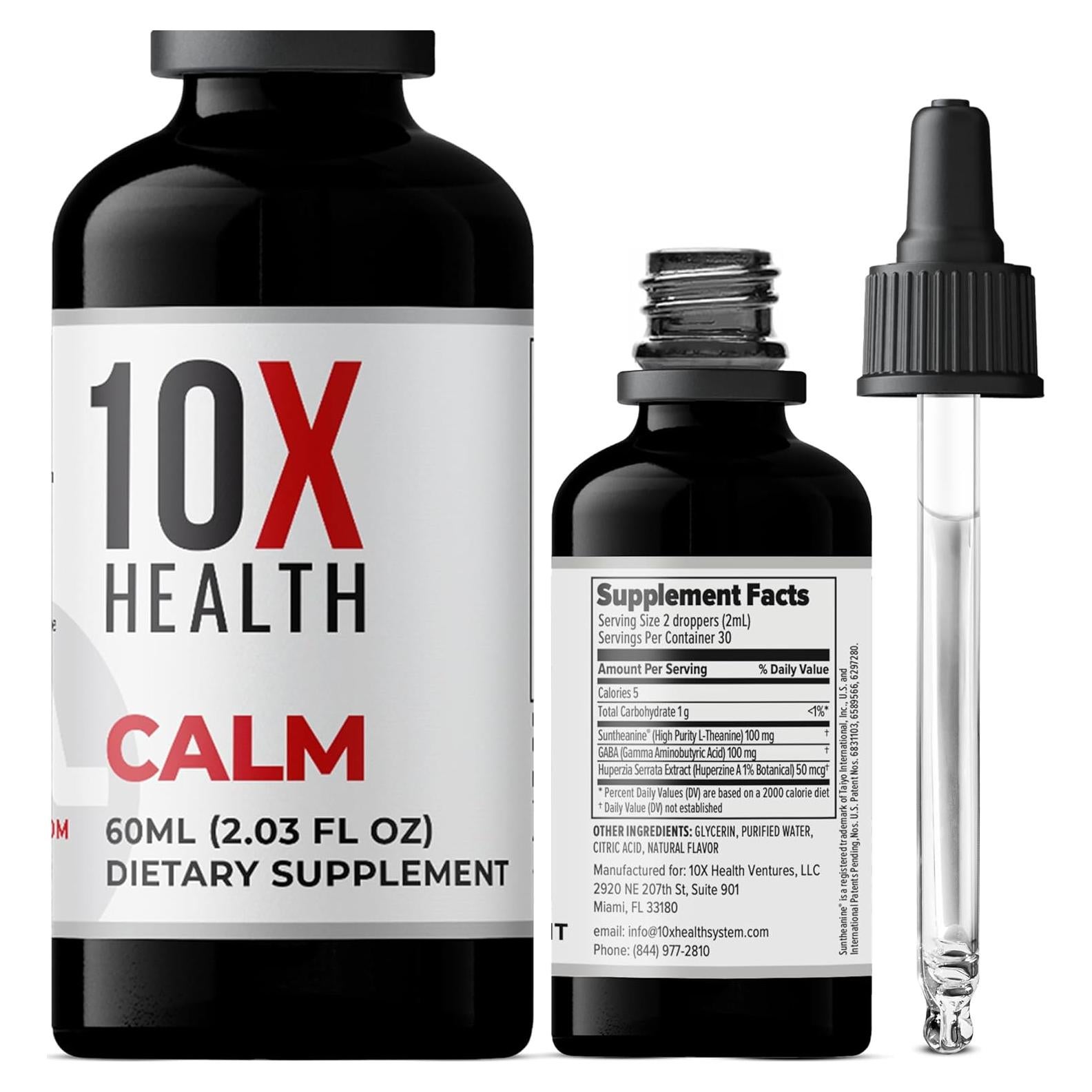 Suplemento Líquido Calmante 10X Salud GABA L-teanina 60ml