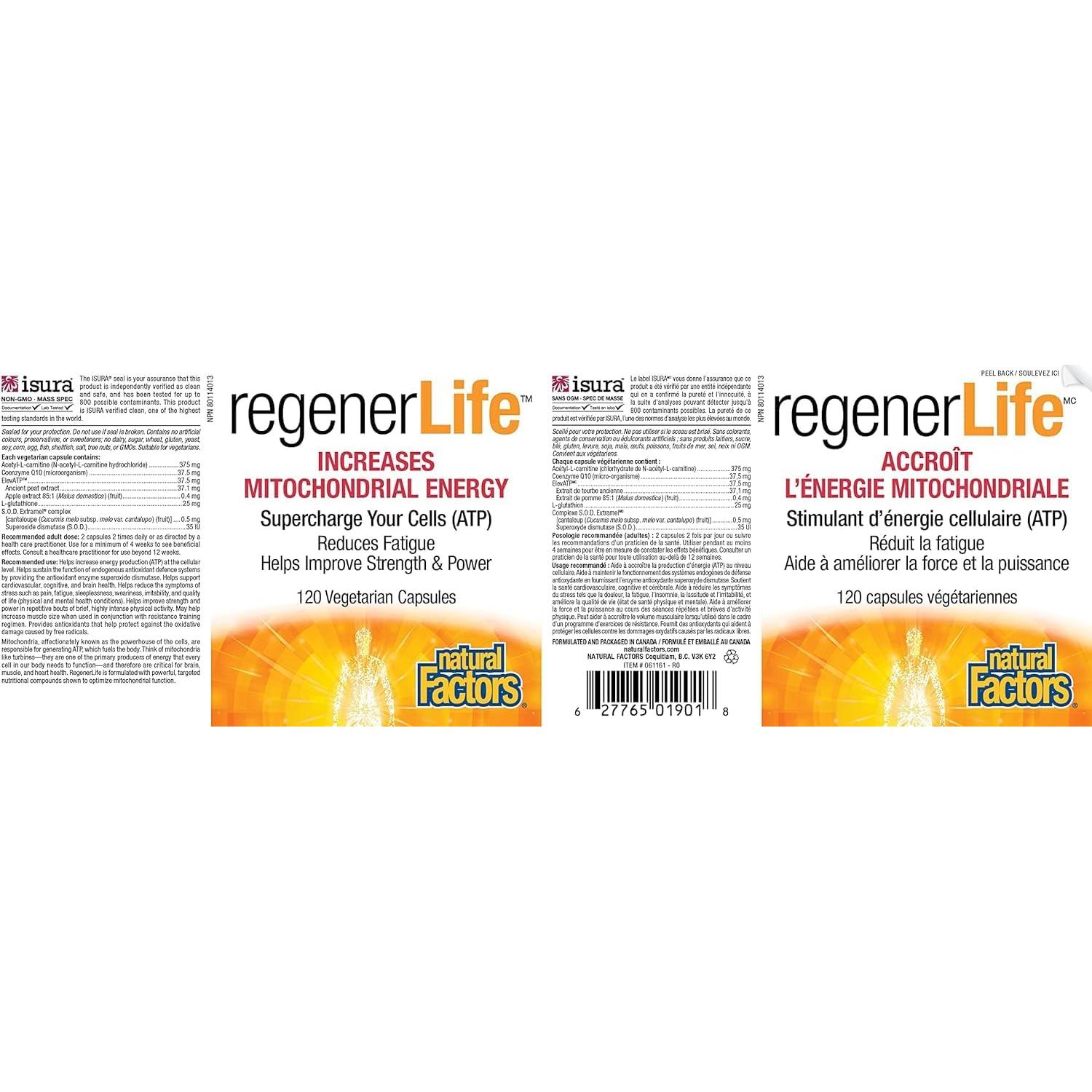Suplemento RegenerLife Natural Factors 120 Cápsulas