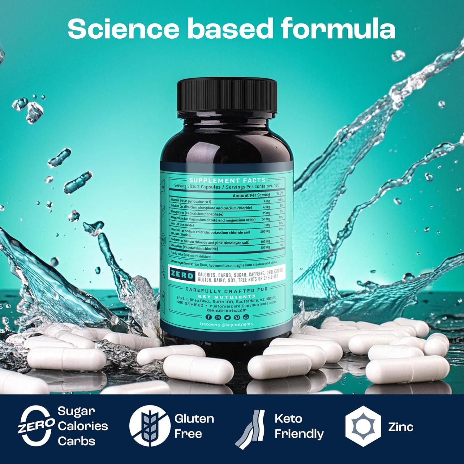 Tabletas de Electrolitos Key Nutrients 200 Cápsulas Sin Azúcar