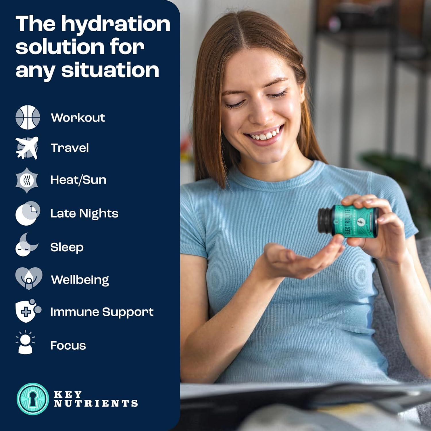 Tabletas de Electrolitos Key Nutrients 200 Cápsulas Sin Azúcar