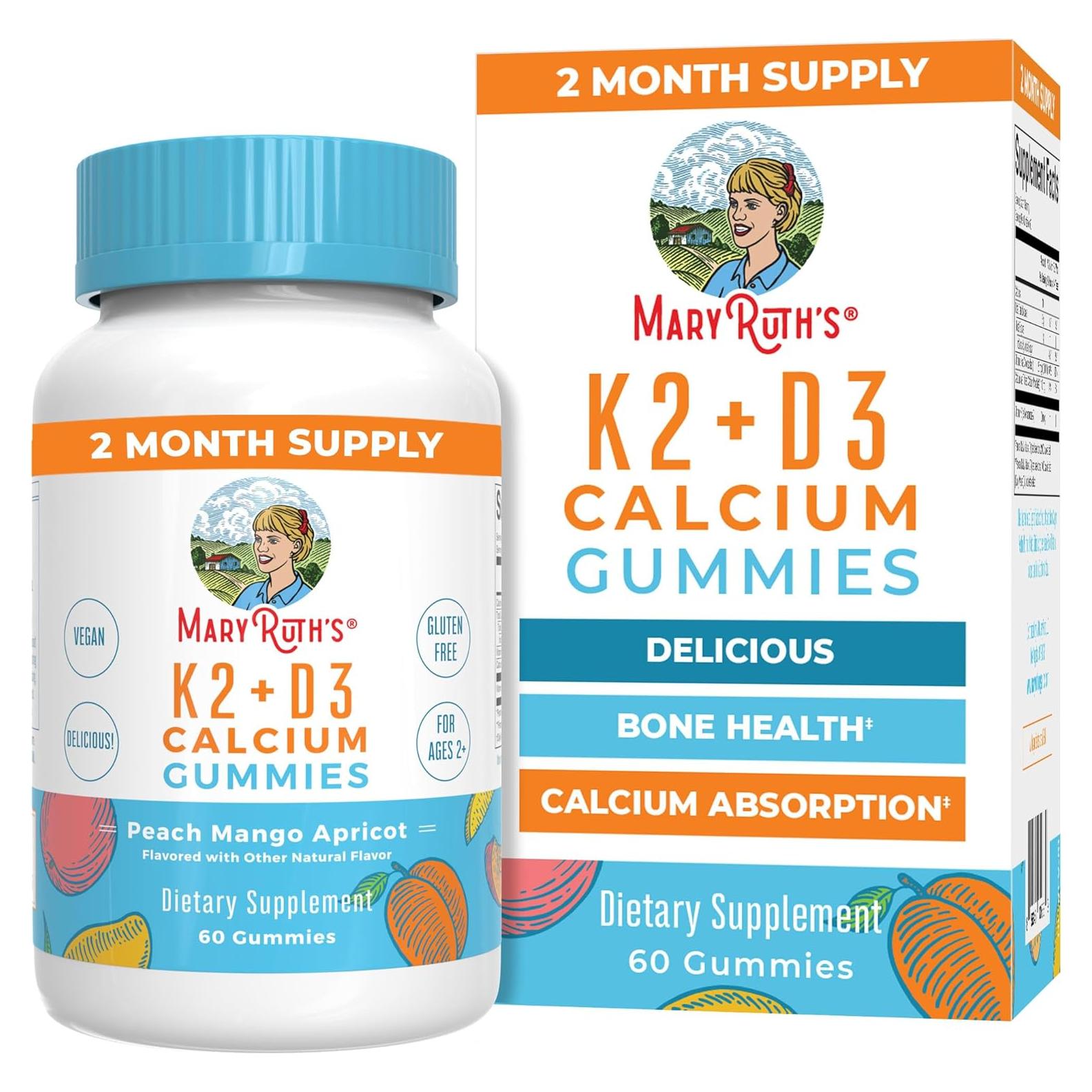 Suplemento de Calcio MaryRuth Organics 60 Gominolas D3 K2