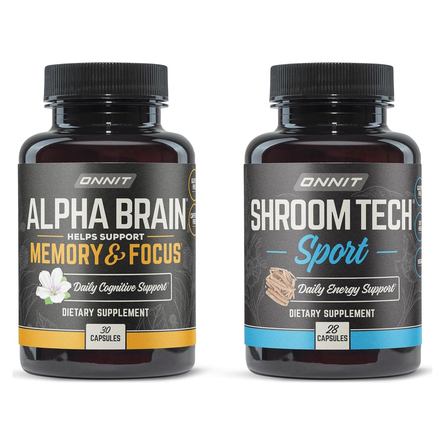 Paquete Alpha Brain y Shroom Tech Sport ONNIT - Suplementos Nootrópicos y Energía