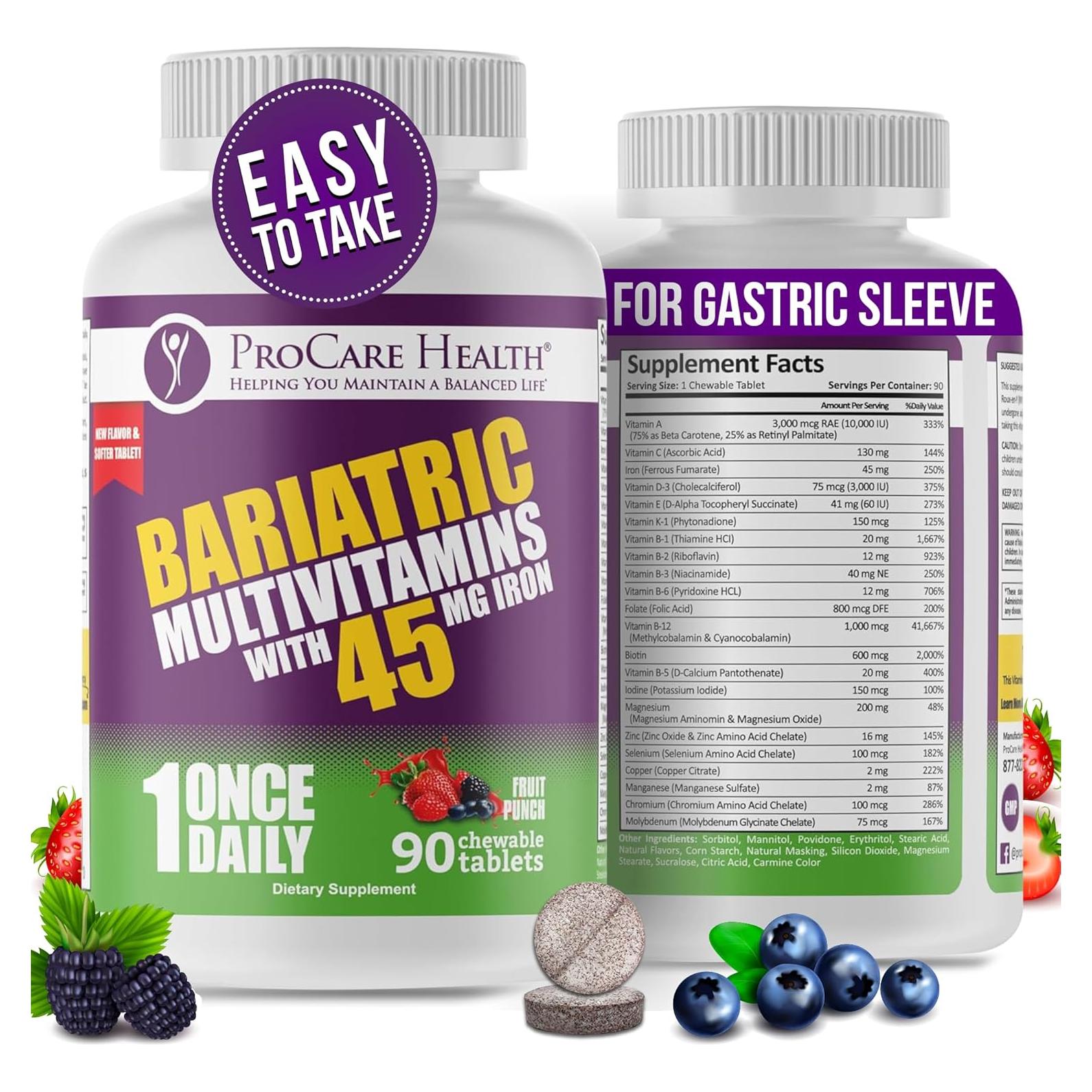 Multivitamina Masticable Procare Health 90 Tabletas con Hierro 45mg