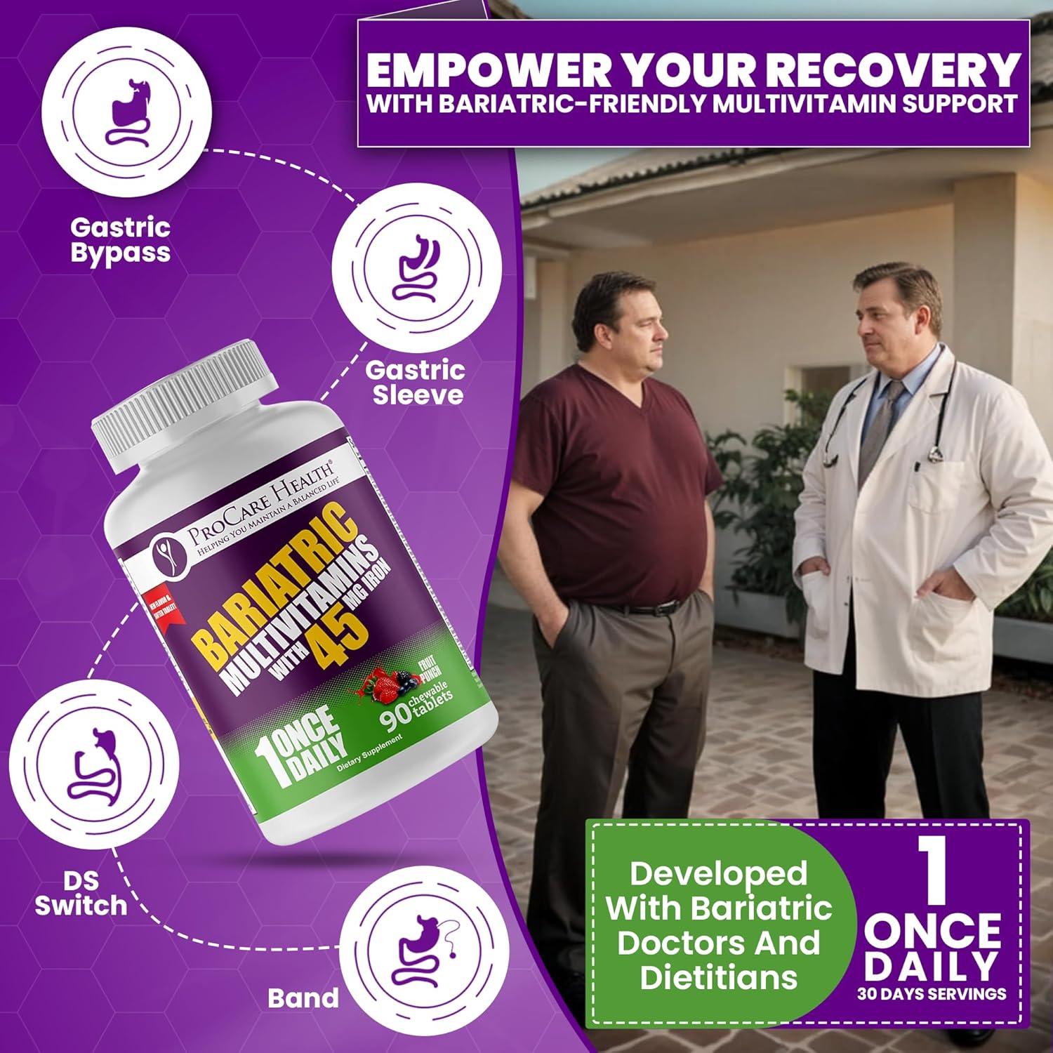 Multivitamina Masticable Procare Health 90 Tabletas con Hierro 45mg