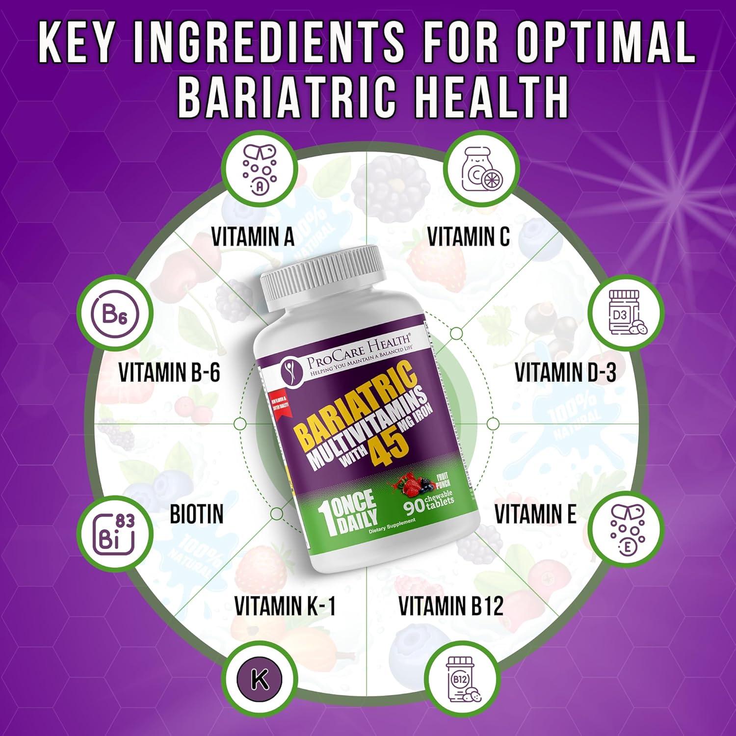 Multivitamina Masticable Procare Health 90 Tabletas con Hierro 45mg