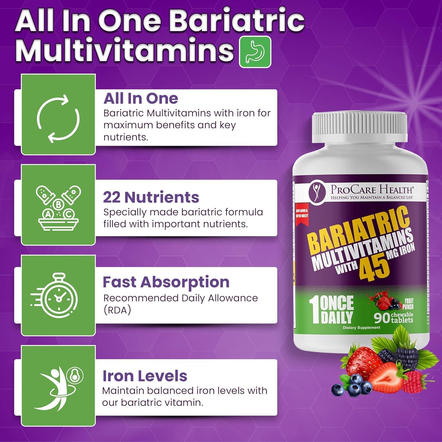 Multivitamina Masticable Procare Health 90 Tabletas con Hierro 45mg