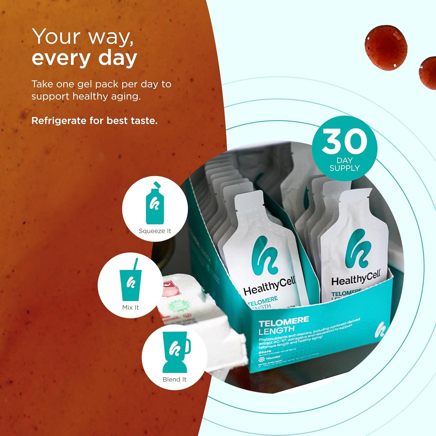 Suplemento Antienvejecimiento HealthyCell Telómeros 30 Gel