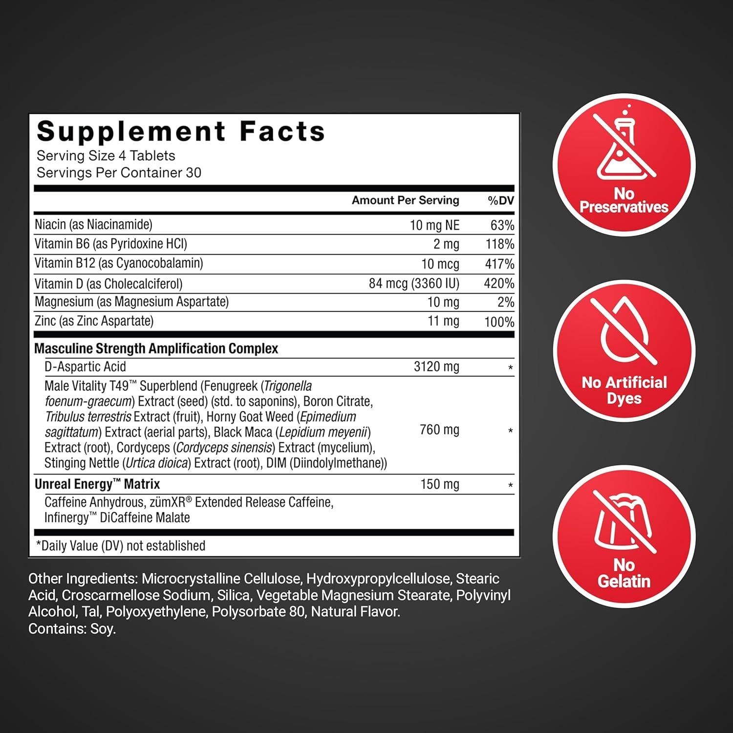 FORCE FACTOR Test X180 Boost 9-en-1 Soporte Testosterona 120 Tabletas