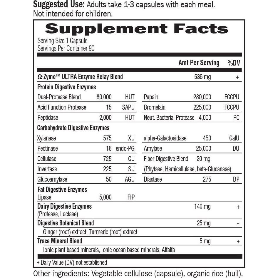 Omega-Zyme Ultra 21 Enzimas Digestivas Jardín de la Vida 90 Cápsulas