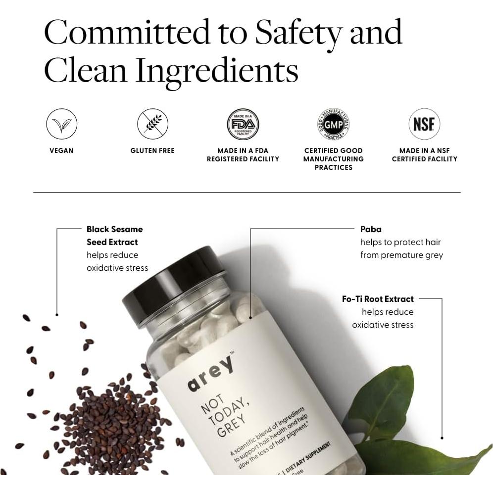 Suplemento Vegano Arey para Cabello Gris 60 Cápsulas
